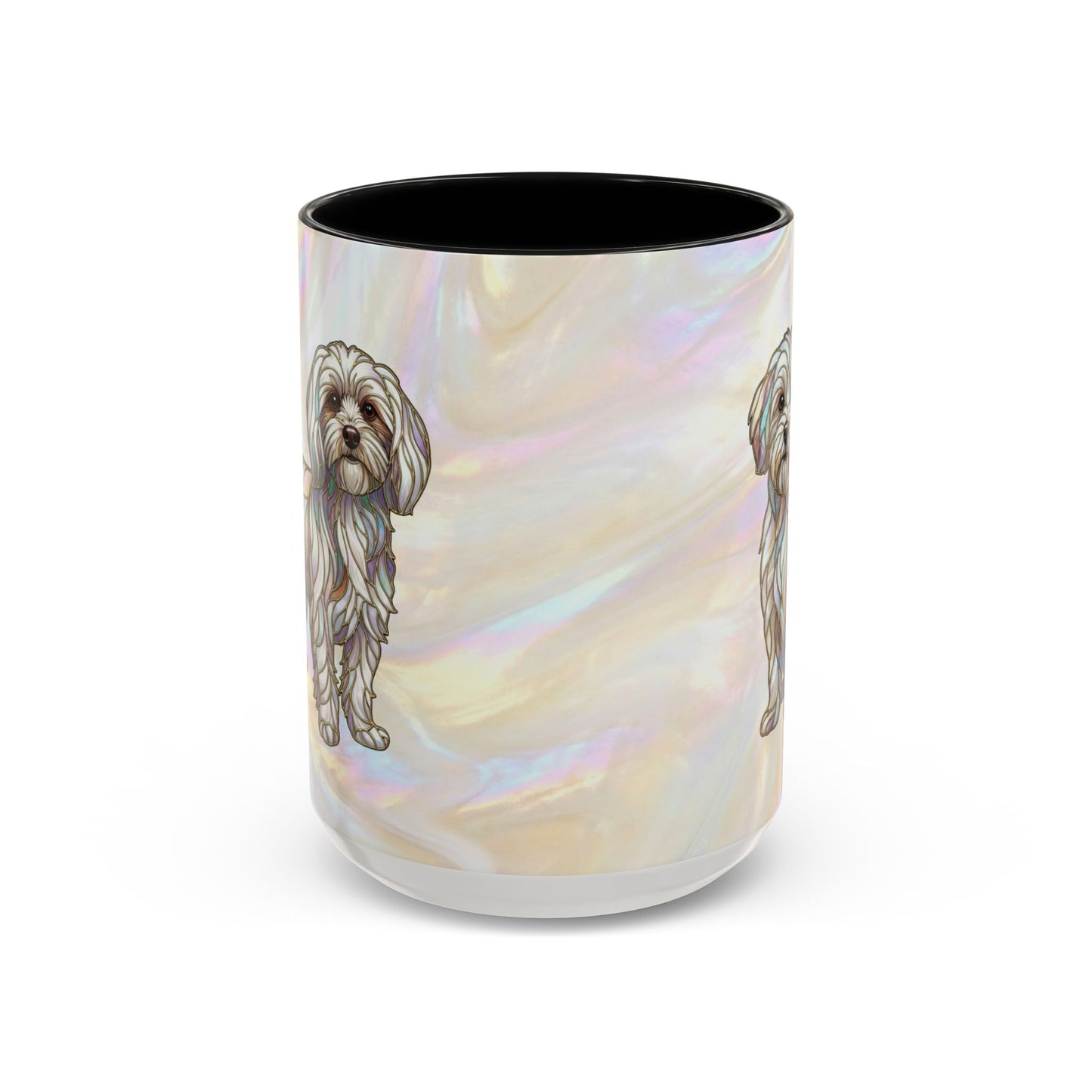 Maltese Dog Accent Coffee Mug – Stained Glass Design 11/15oz - 14642