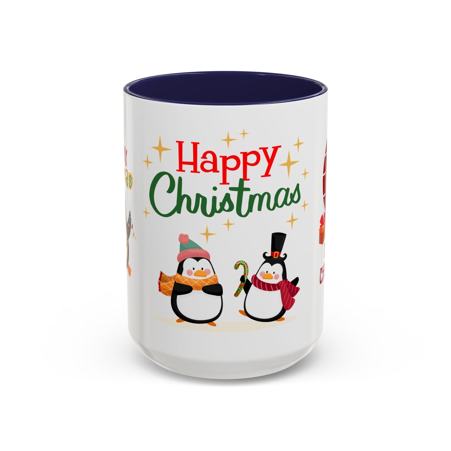 Penguins, Merry Christmas - Accent Coffee Mug (11, 15oz)