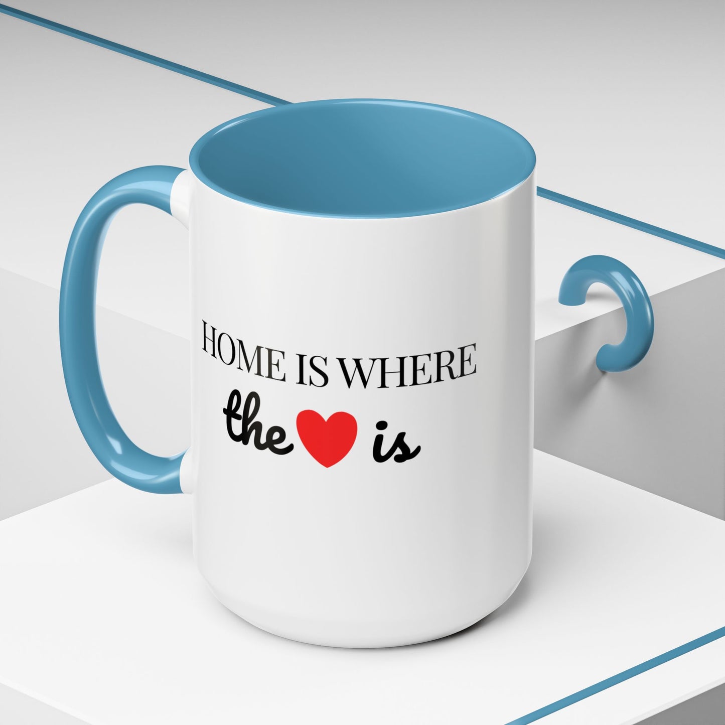 "Home is Where the Heart is" Coffee Mug —  Minimal Accent Ceramic Mug (11/15oz) - 14684