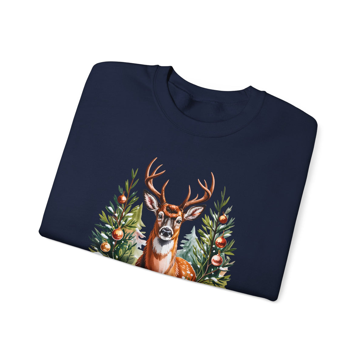Christmas Deer Sweatshirt, Vintage Woodland Holiday Crewneck - 14562