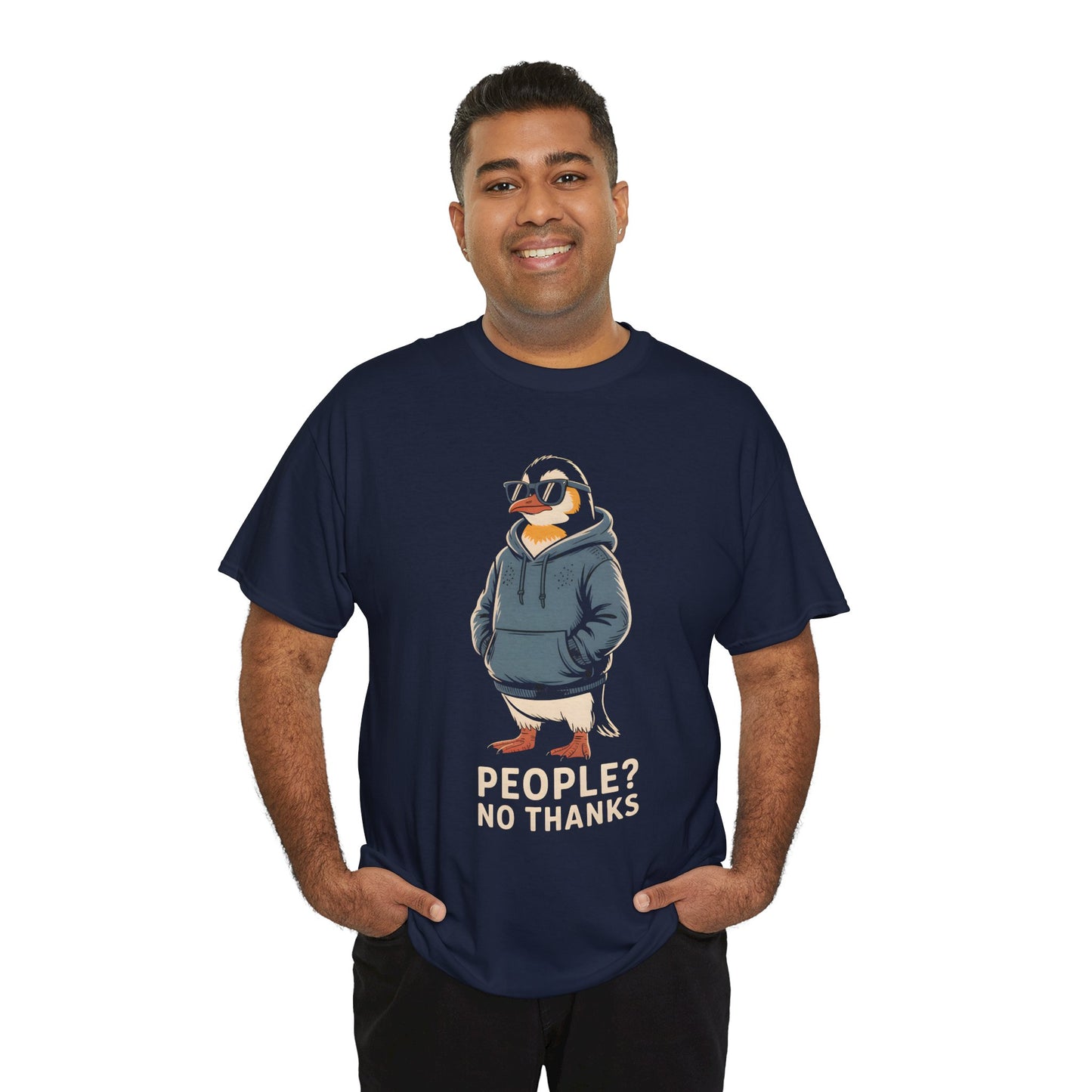 Funny Penguin T-Shirt – “People? No Thanks” Introvert Anti-Social Humor Tee Gift - 14847