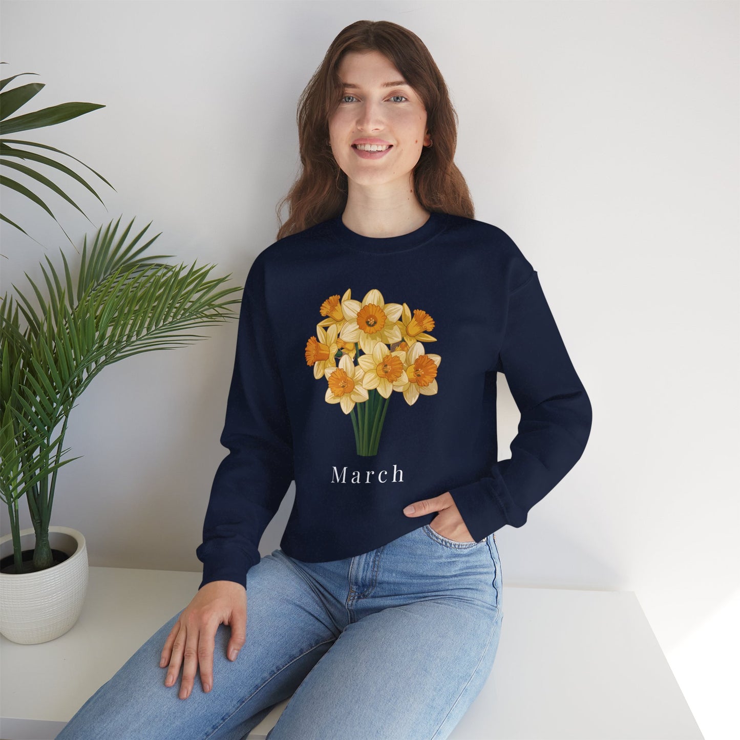 March Birth Flower Daffodil Bouquet Sweatshirt – Floral Birthday Gift Crewneck - 14823