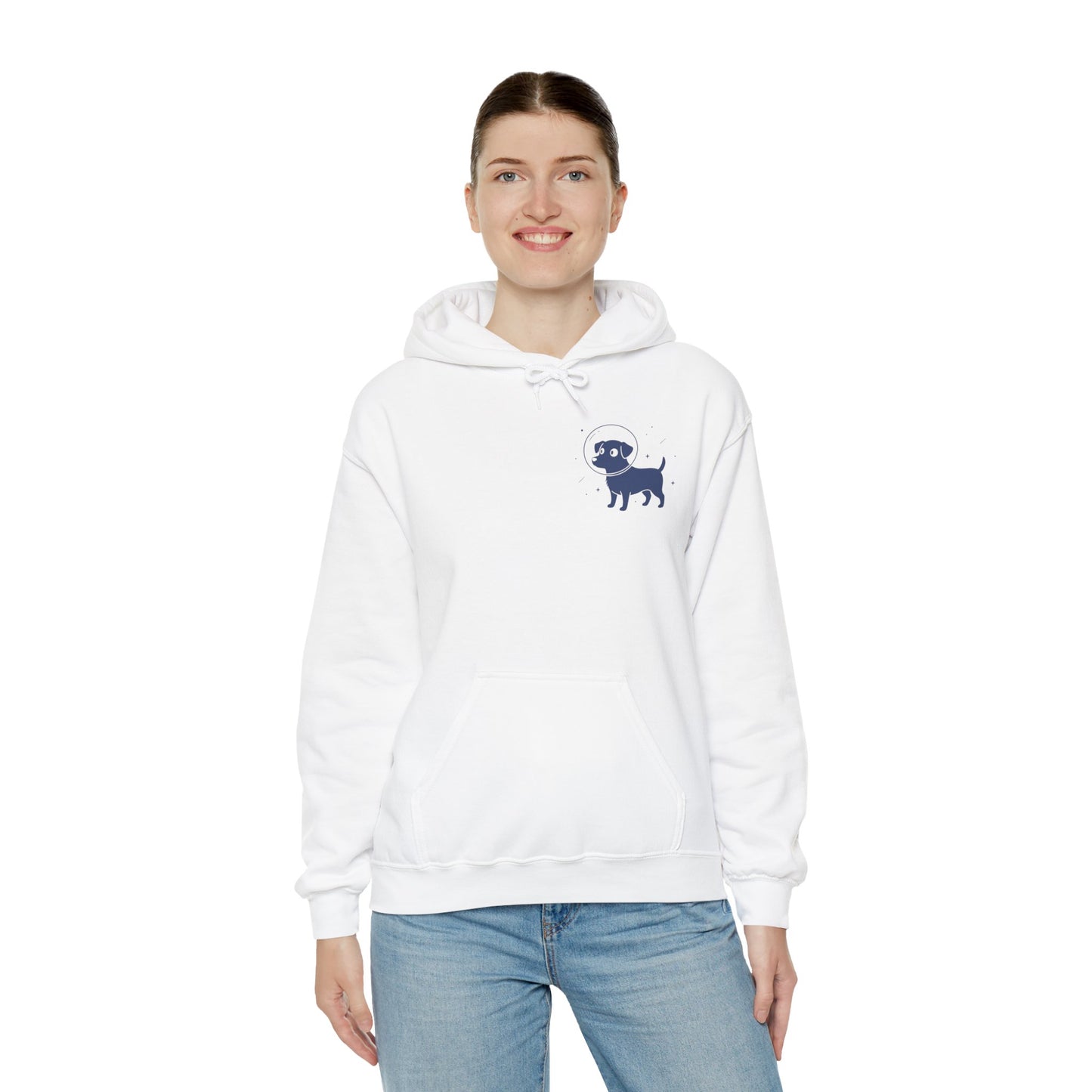 Dog in Space Hoodie – Space Puppy Graphic Hooded Sweatshirt, Unisex Heavy Blend™ - 14679