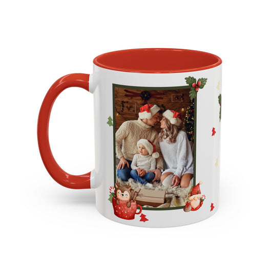 Merry Christmas, Family Photo, Customizable - Accent Coffee Mug (11, 15oz) - 10917