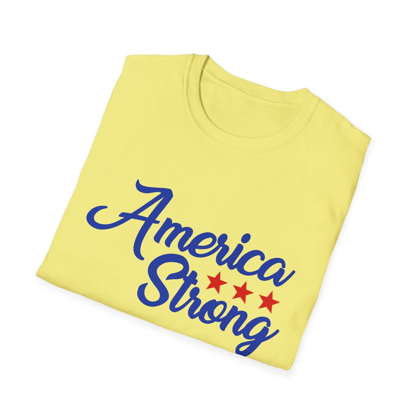 America Strong Unisex Softstyle T-Shirt - Patriotic Tee for BBQs, Memorial Day, 4th of July, Gift for Him/Her, Casual Wear - 13694