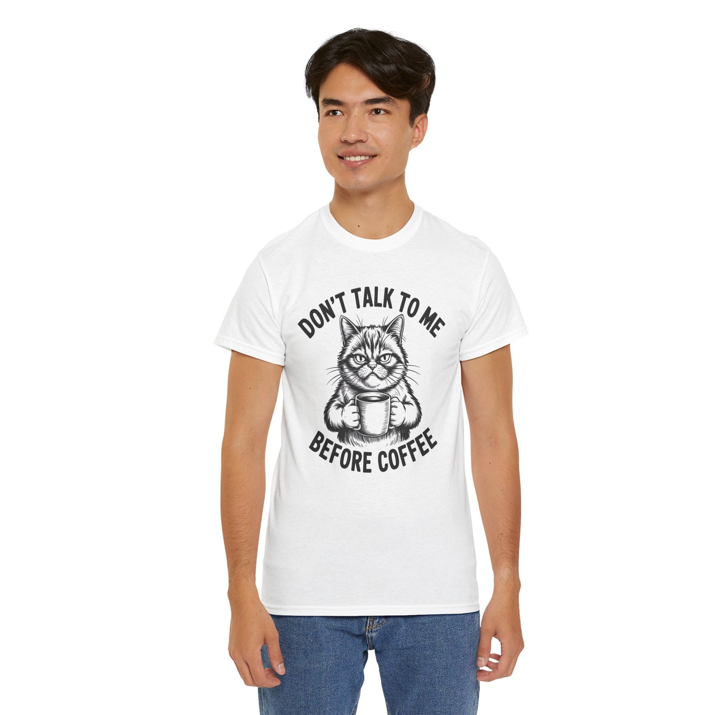 Funny Cat Coffee T-Shirt – “Don’t Talk To Me Before Coffee” Graphic Tee | Cute Grumpy Cat Shirt Gift - 14842