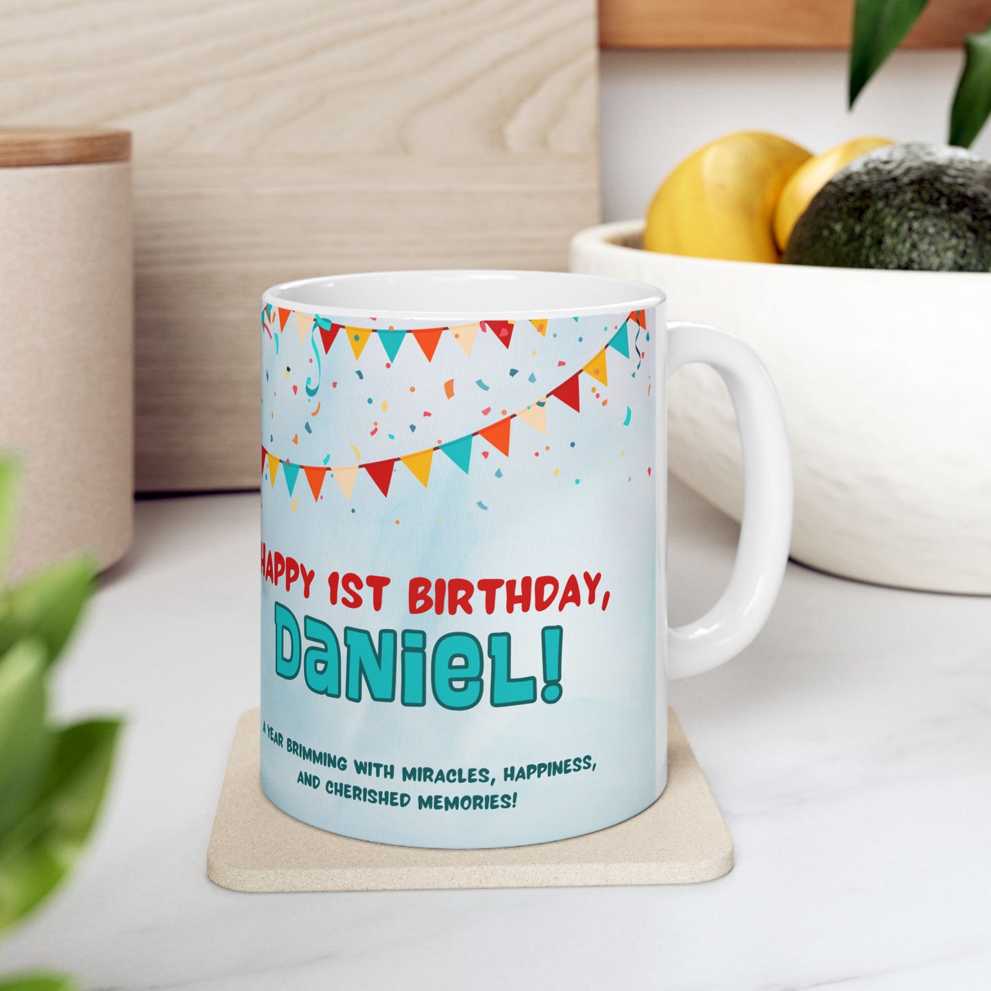 Personalized Birthday Mug, Custom Celebration Cup for Kids, 1st Birthday Gift, Party Favor, Photo Mug - 13996