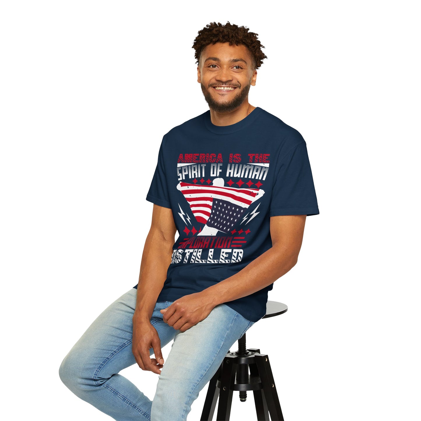 Patriotic Unisex T-Shirt - Spirit of Human Exploration, Independence Day Gift, July 4th Celebration Wear, American Pride Tee - 13792