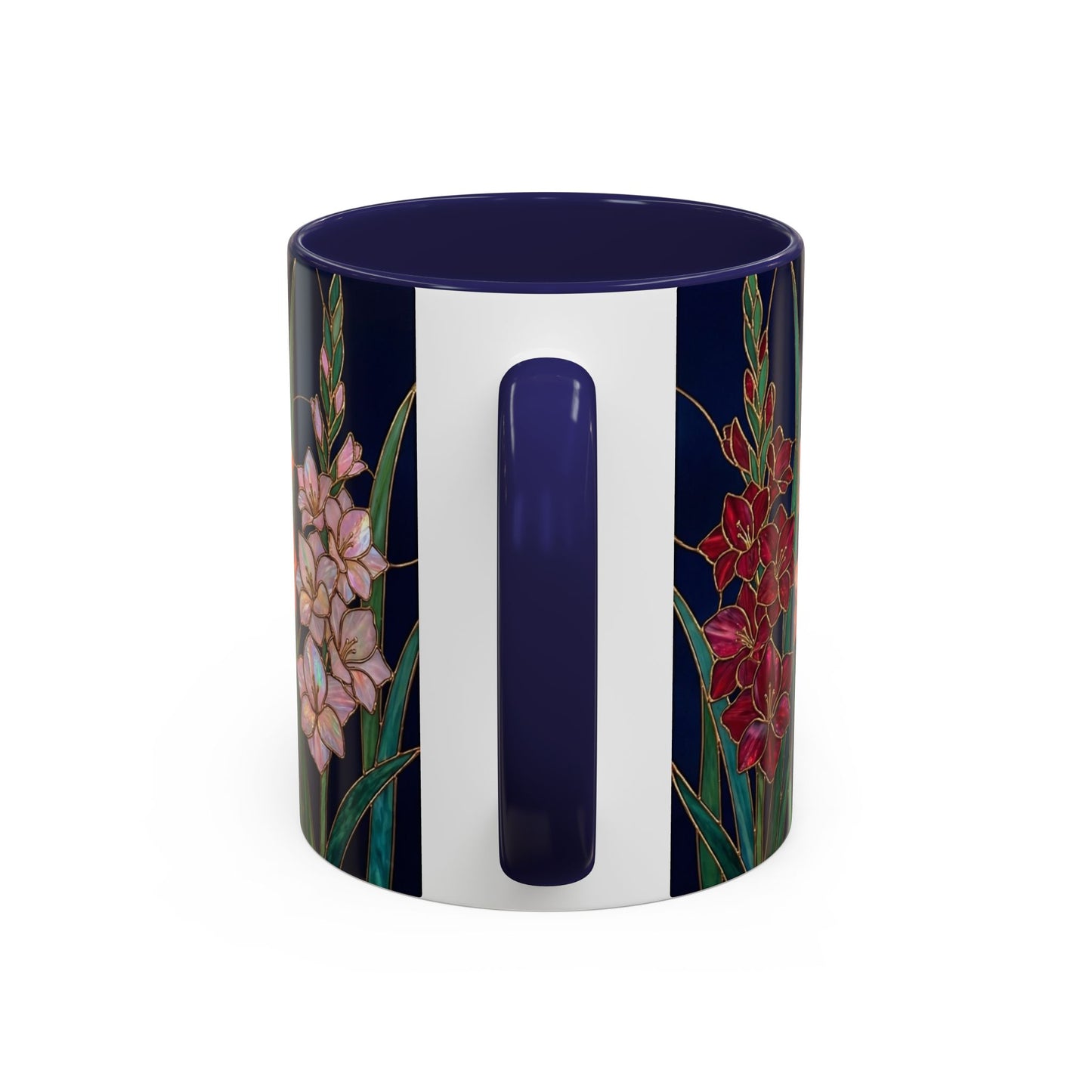 Gladiolus Floral Accent Coffee Mug — Stained Glass Design (11/15oz) - 14594