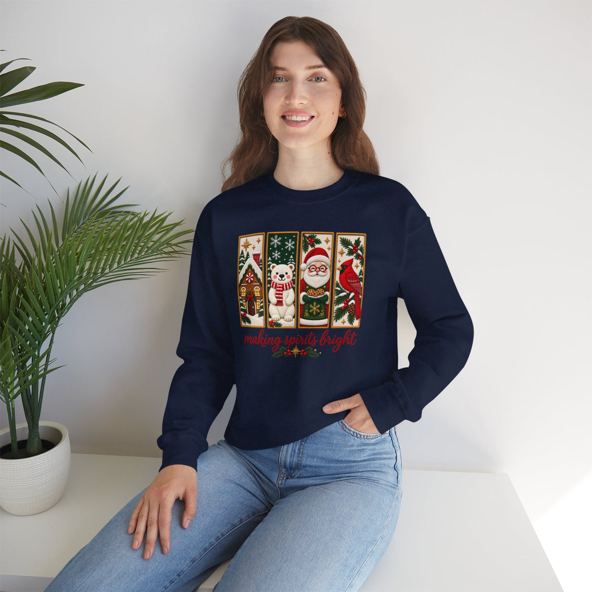 Making Spirits Bright Sweatshirt, Cute Vintage Christmas Crewneck - 14548