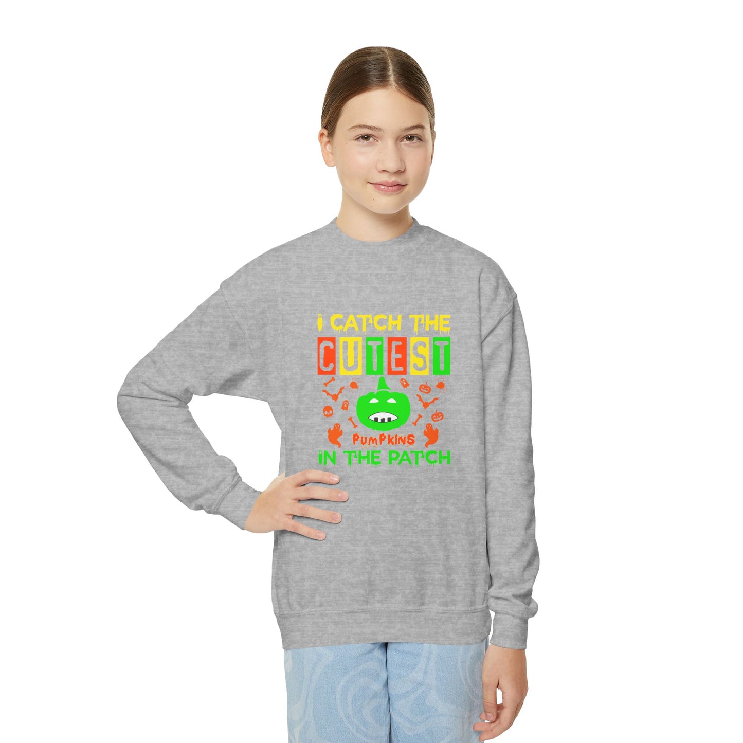 I Catch The Cutest Pumpkins In The Patch  - Youth Crewneck Sweatshirt