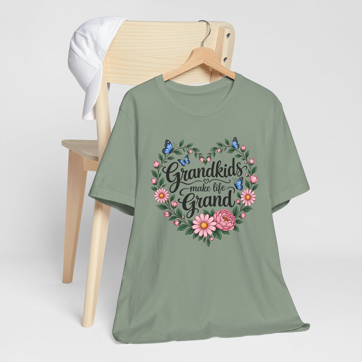 Grandkids Make Life Grand Floral T-Shirt,  Grandma Gift Tee - 14989
