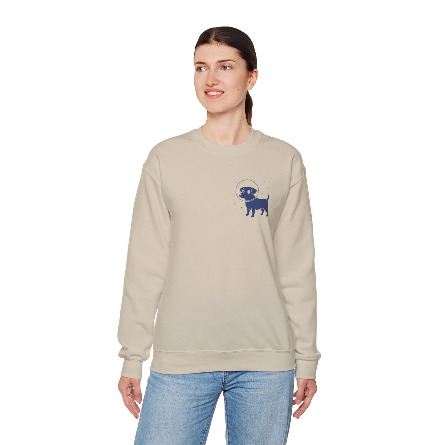 Dog in Space Crewneck Sweatshirt – Space Puppy Graphic Pullover - 14678