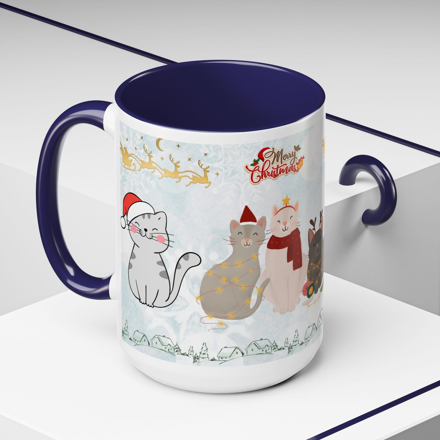 Merry Christmas, Cats - Accent Coffee Mug (11, 15oz)