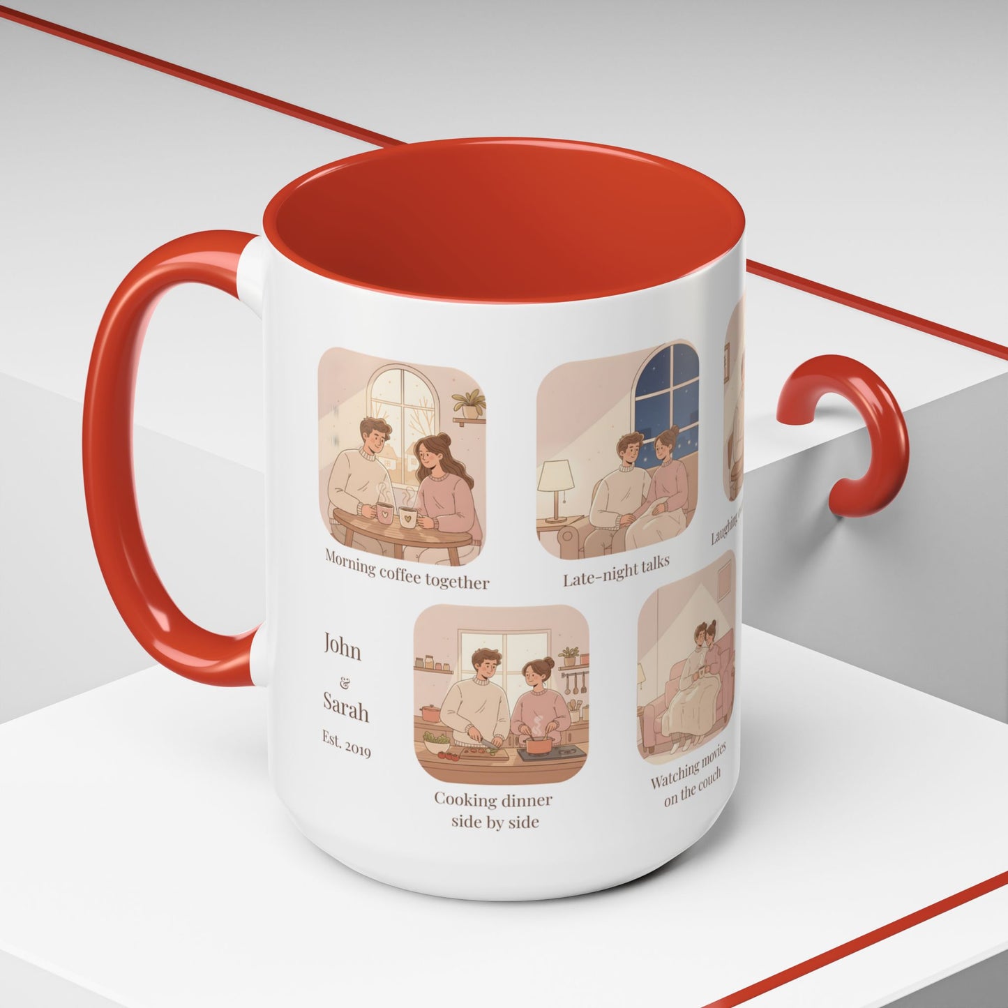 Our Favorite Things to Do Valentine’s Mug – Cozy Couples Illustrated Accent Coffee Mug - 14701