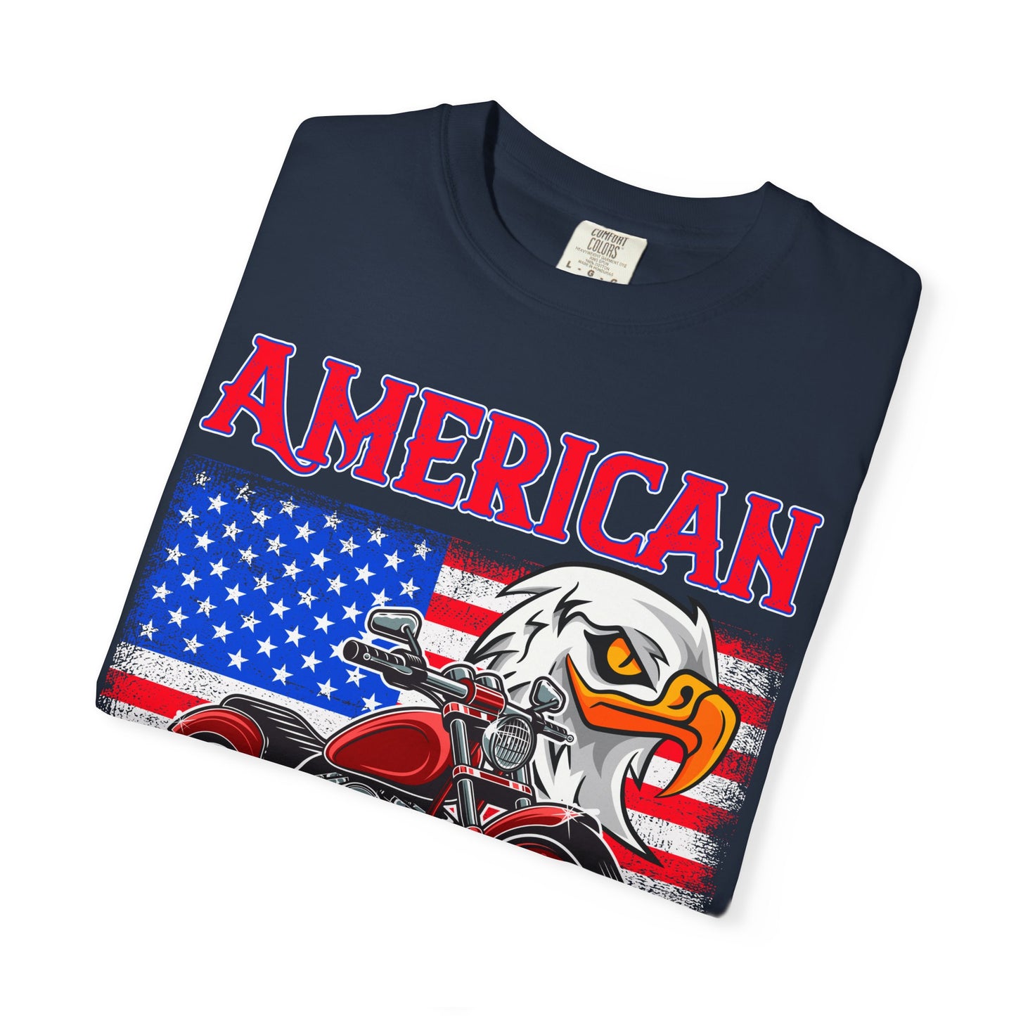 American Classic Tee, Unisex Garment-Dyed T-shirt, Biker Gift, Patriotic Apparel, Rider and Eagle Fashion, Vintage Style - 13658