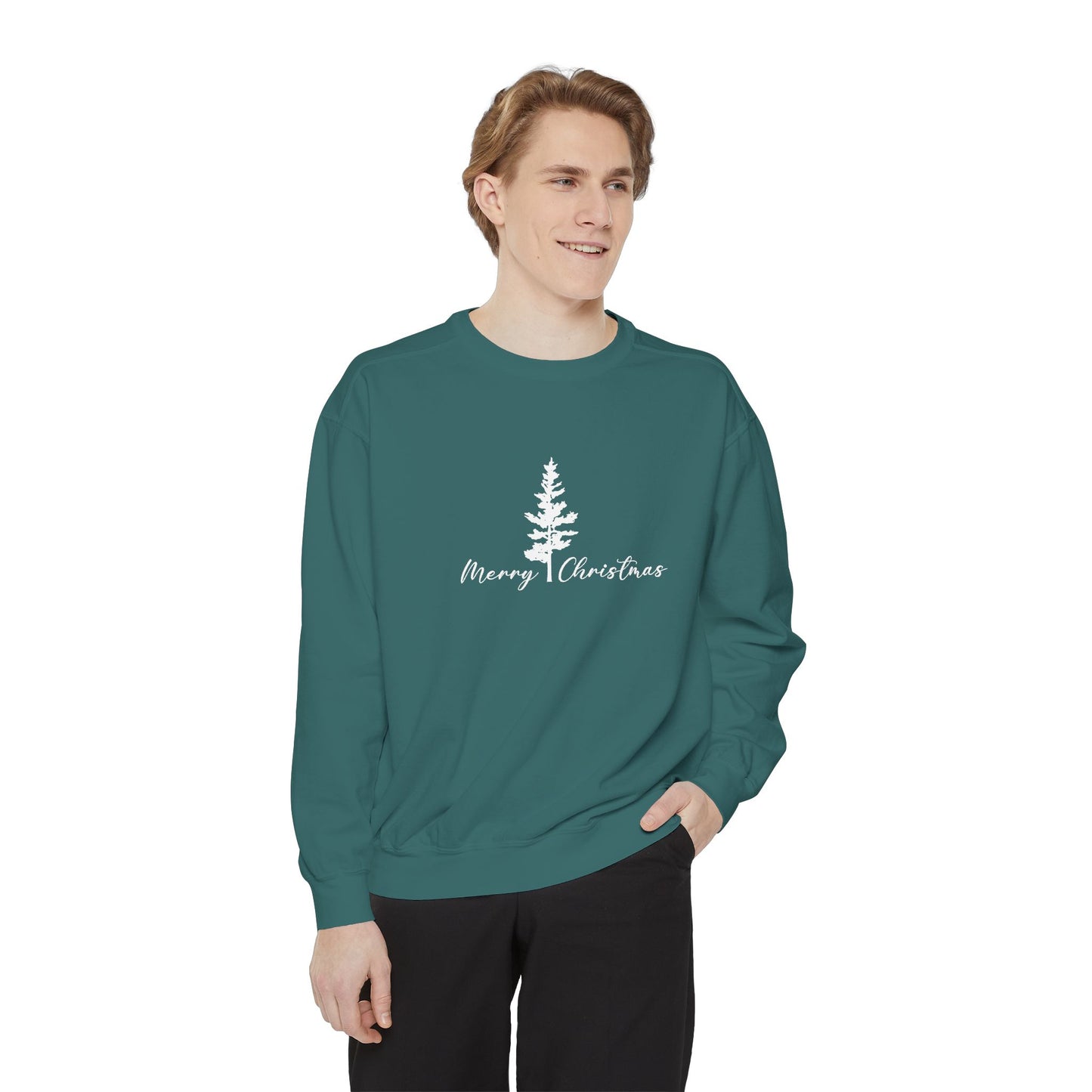 Tree, Merry Christmas - Unisex Garment-Dyed Sweatshirt - 10395