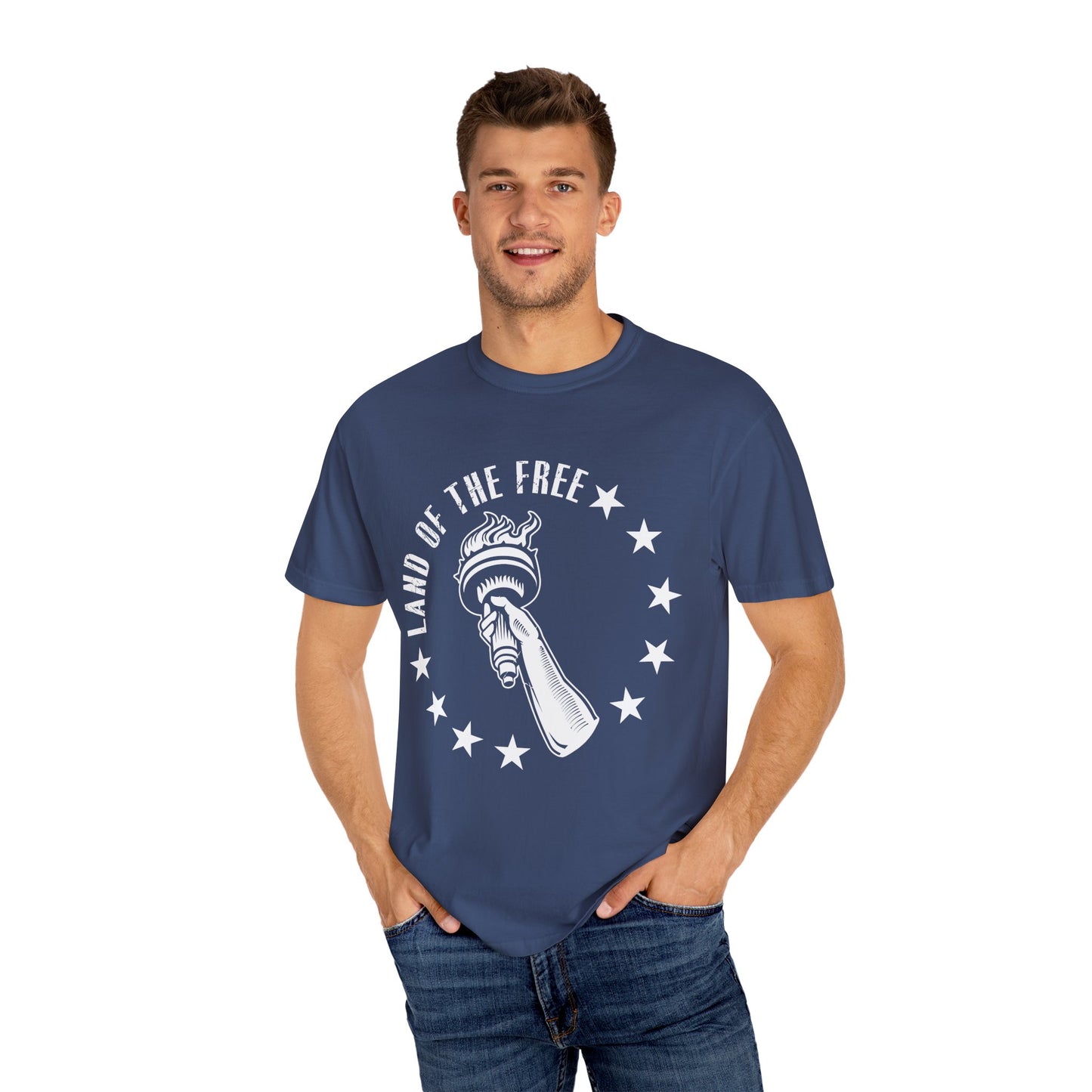 Land Of the Free Graphic T-Shirt, Casual Wear for Independence Day, Gift for Freedom Lovers, Unisex Tee for Everyday Style, Comfort and Style - 13640