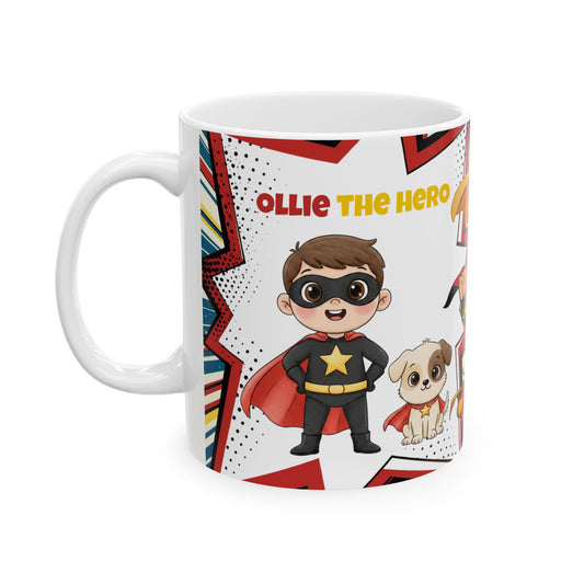 Superhero Birthday Ceramic Mug — Personalized 'Happy Birthday' Gift for Kids - 14610