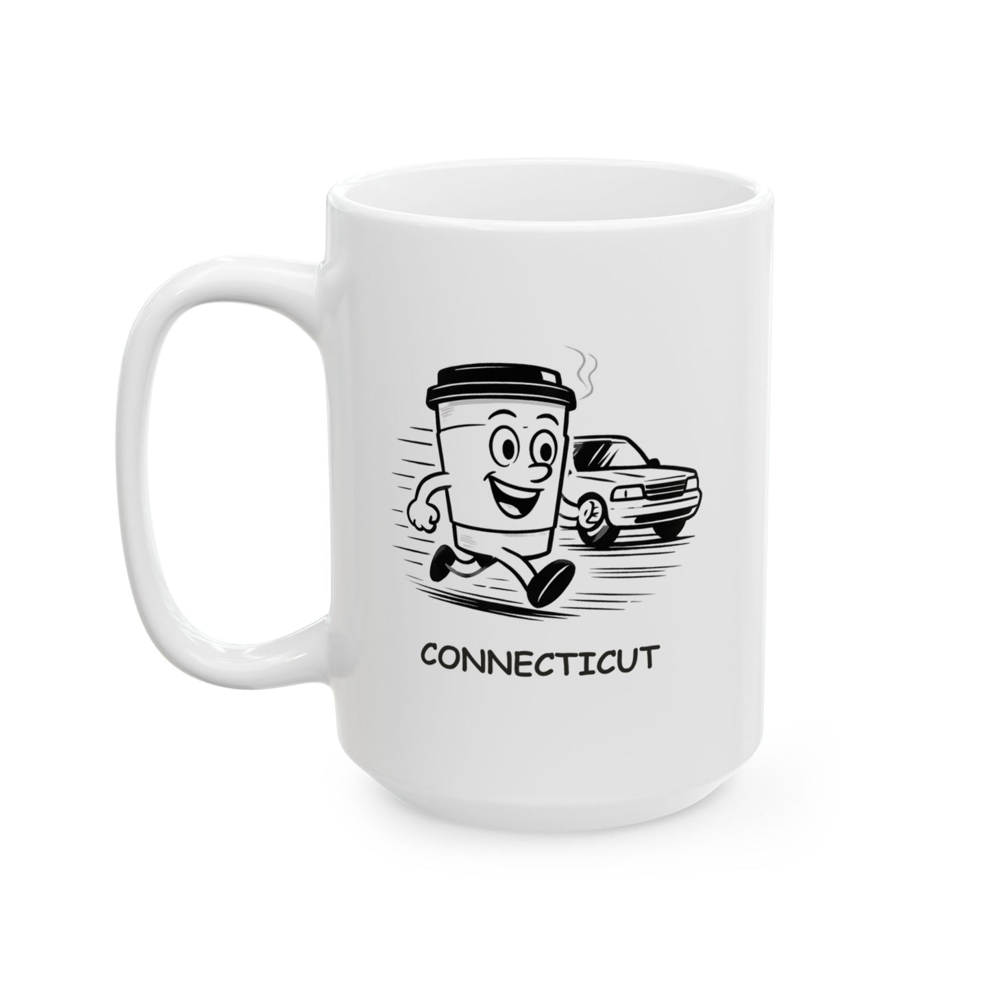 "In Connecticut, the only thing faster than the traffic is the coffee." Ceramic Mug - 13784