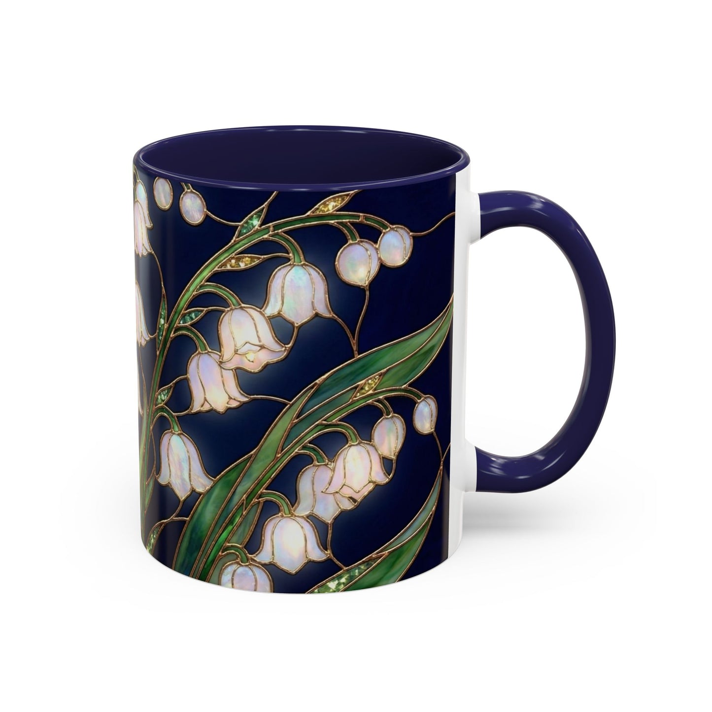 Lily of the Valley Floral Accent Coffee Mug — Stained Glass Design 11/15oz - 14596
