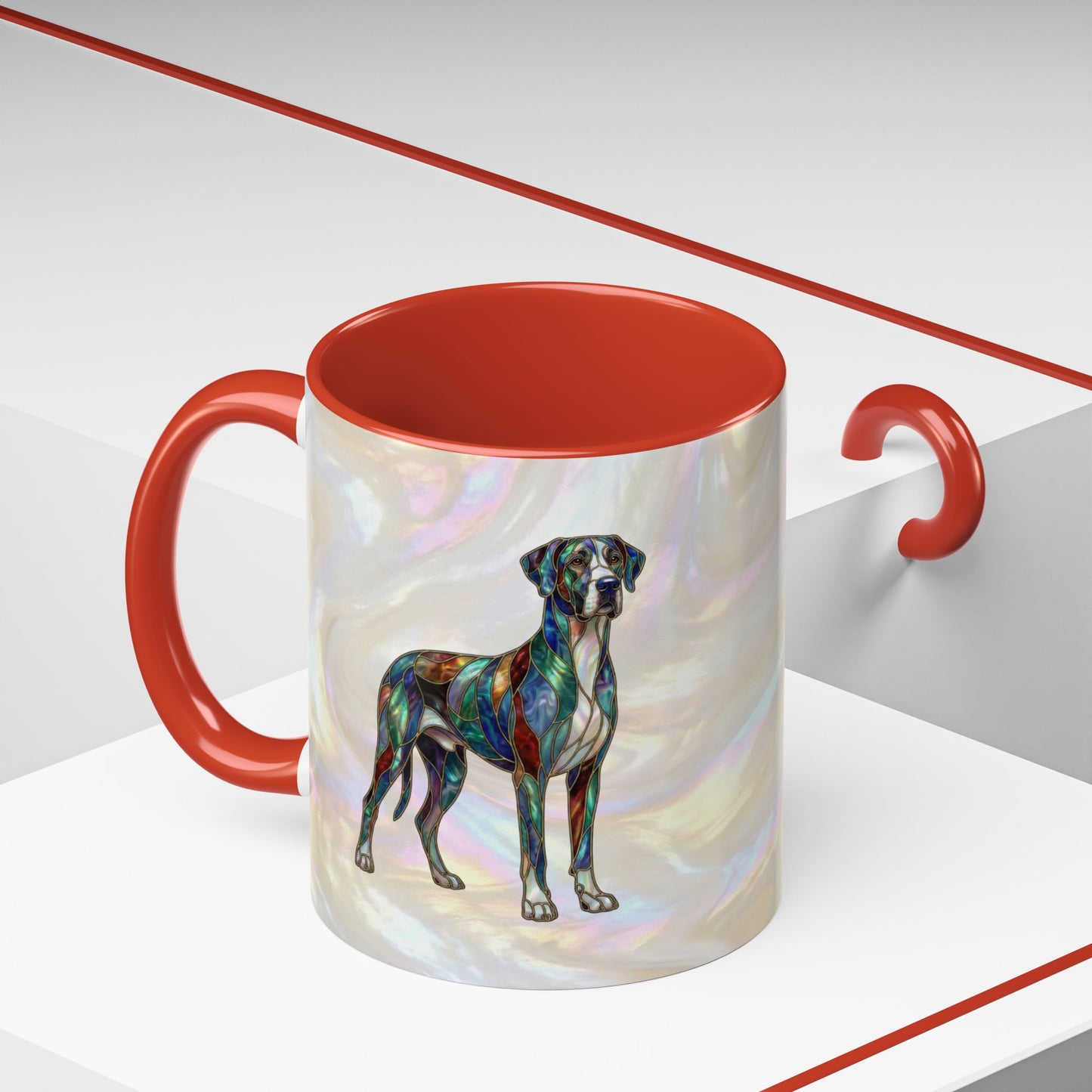Personalized Great Dane Dog Mug — Stained Glass Design (11/15 oz) - 14550