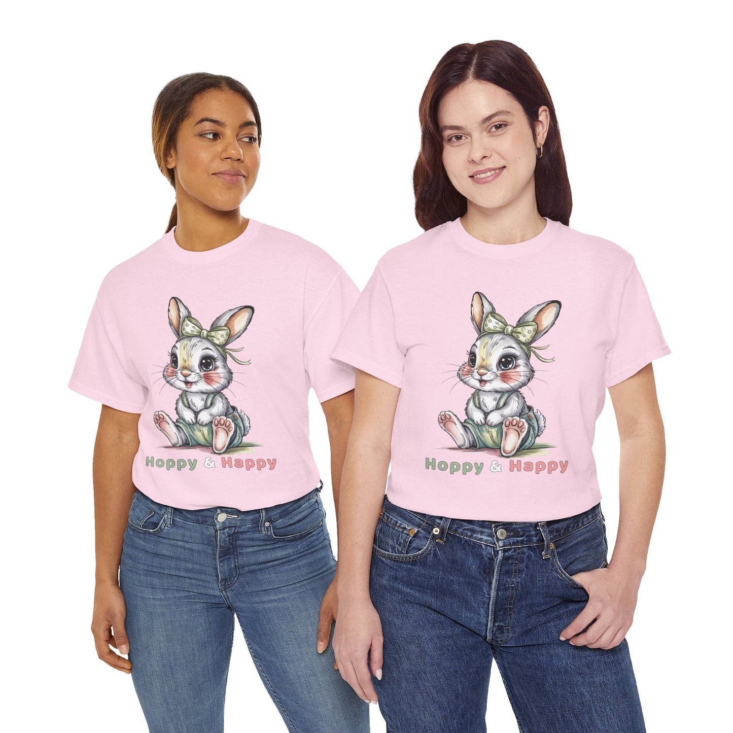 Cute Bunny T-Shirt – “Hoppy & Happy” Easter Rabbit Tee Gift for Kids & Adults - 14848