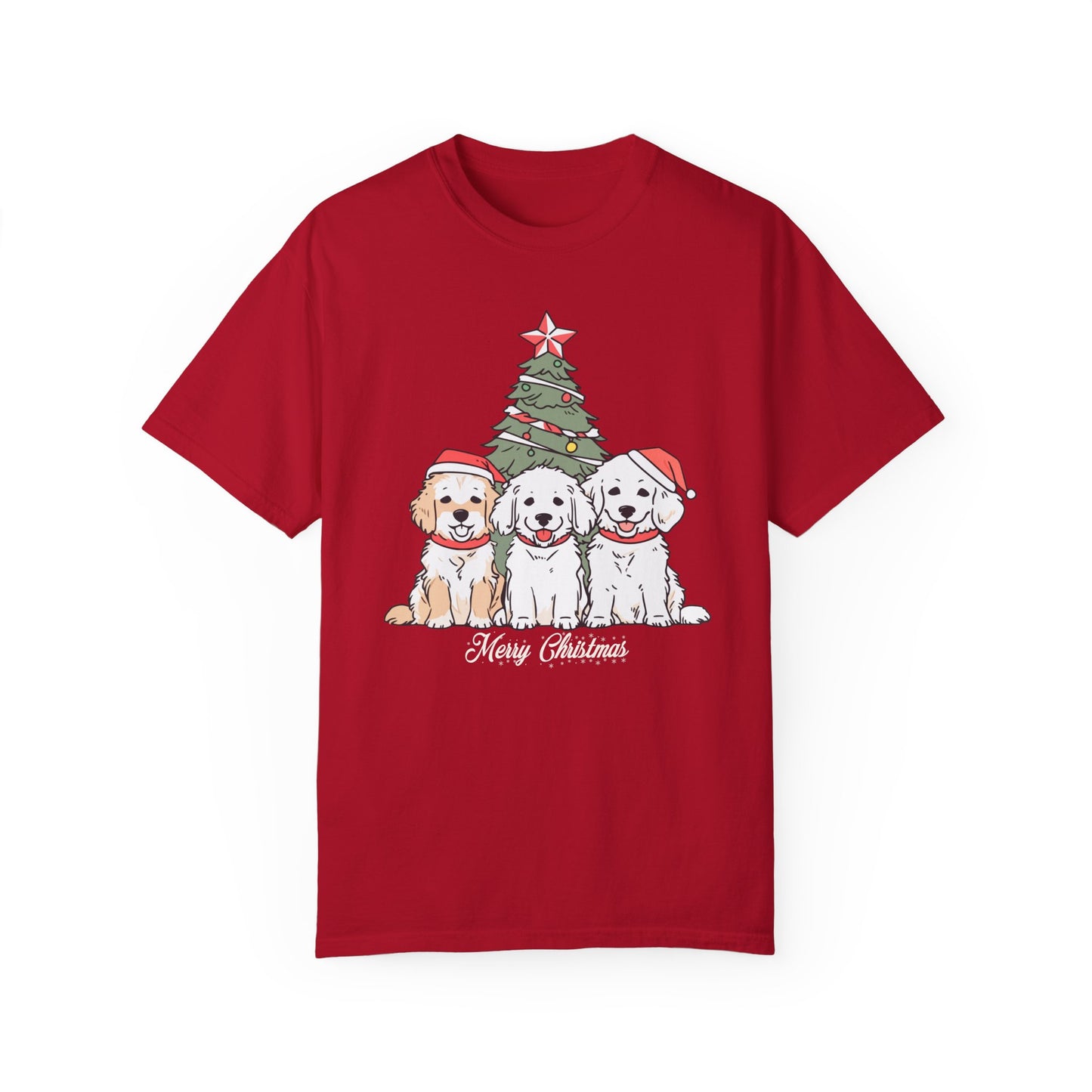 Puppies, Merry Christmas - Unisex Garment-Dyed T-shirt - 10280