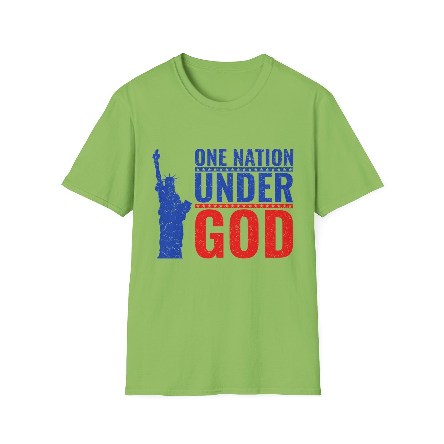 One Nation Under God, Patriotic Softstyle T-Shirt - Independence Day Tee, Fourth of July Shirt, Unisex Comfort Wear, Gift for Veterans - 13494
