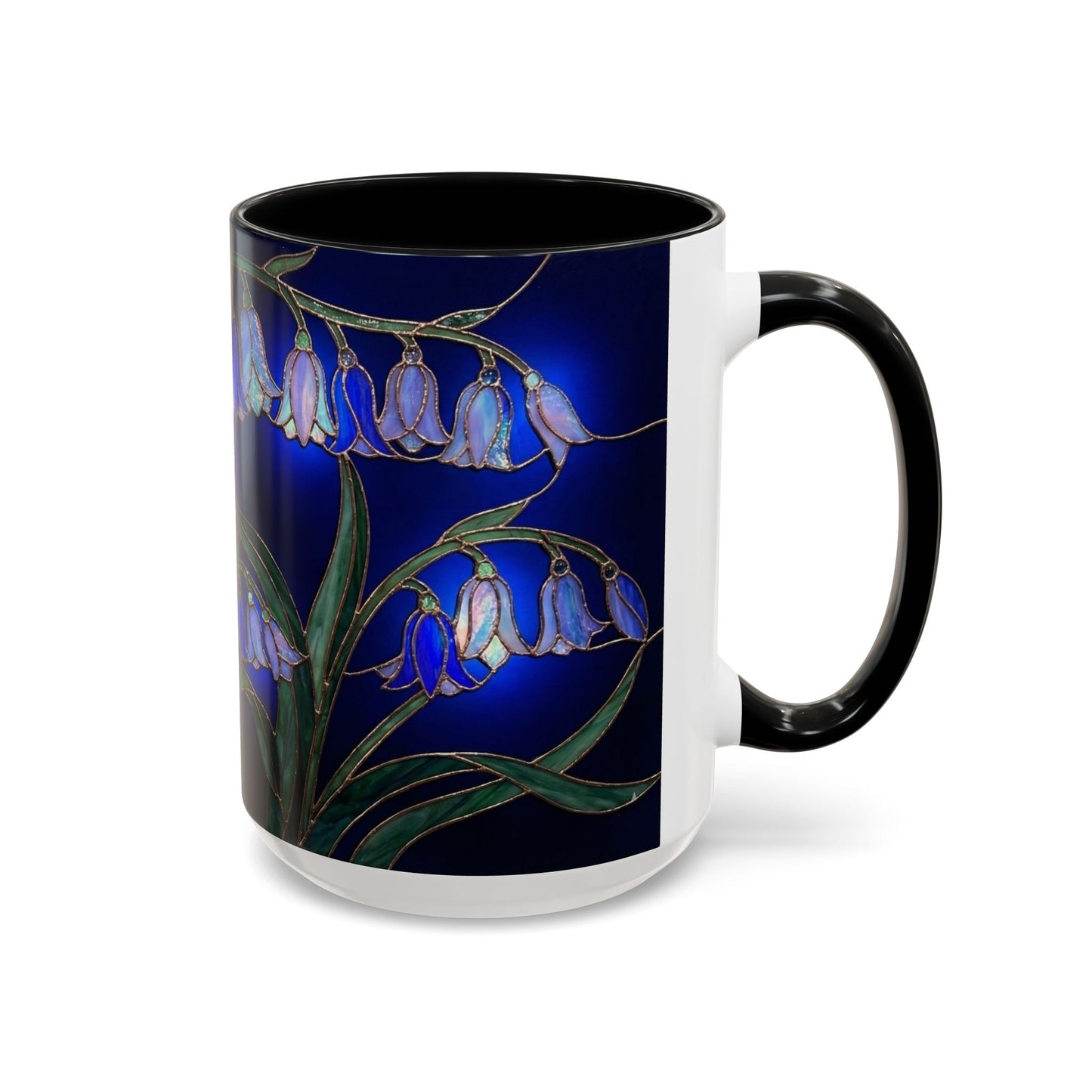 Bluebell Floral Coffee Mug – Stained Glass Design (11/15oz) - 14548