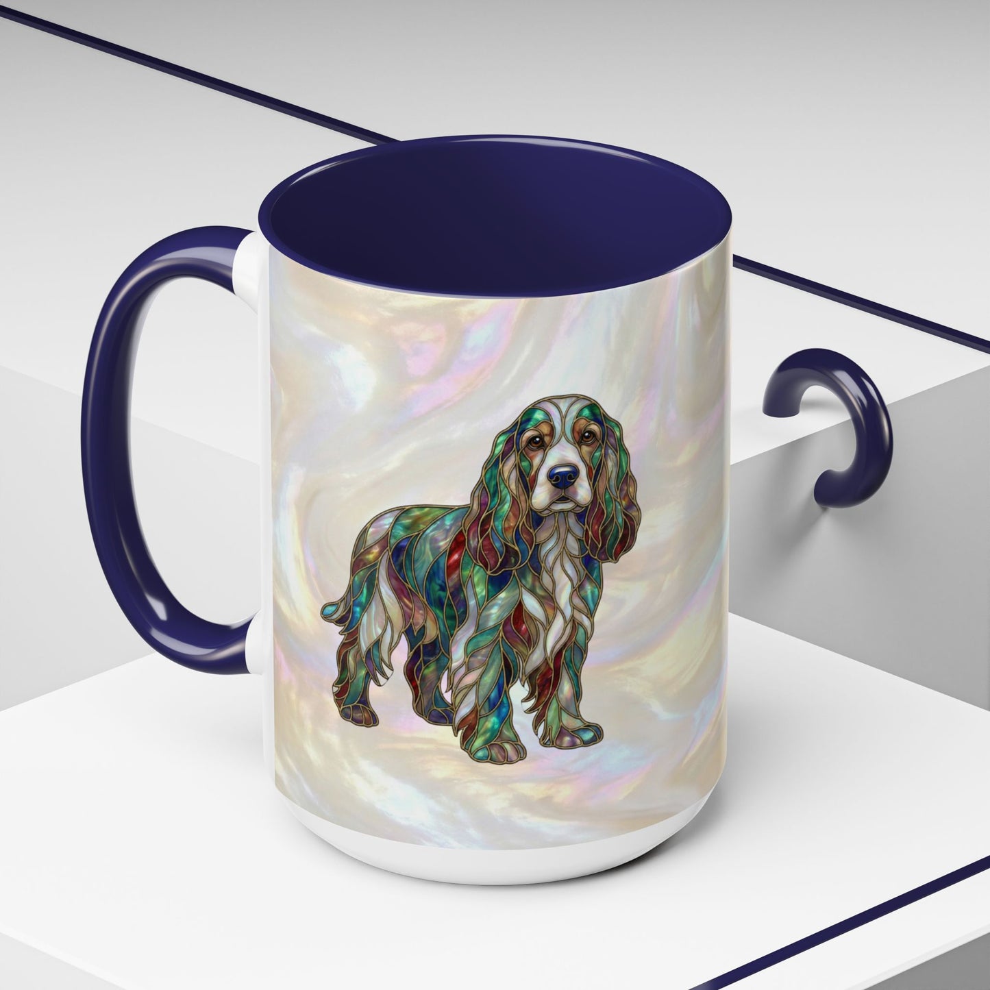 Cocker Spaniel Accent Coffee Mug -Stained Glass Style (11/15oz) - 14626