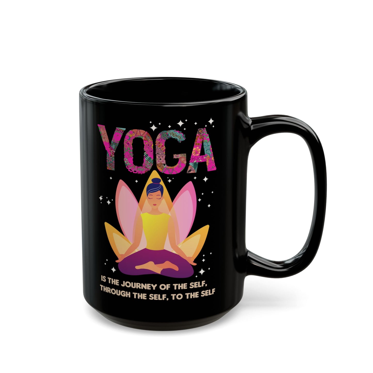 Yoga Is The Journey Of The Self Through The Self To The Self – Black Mug (11oz & 15oz) - 13214