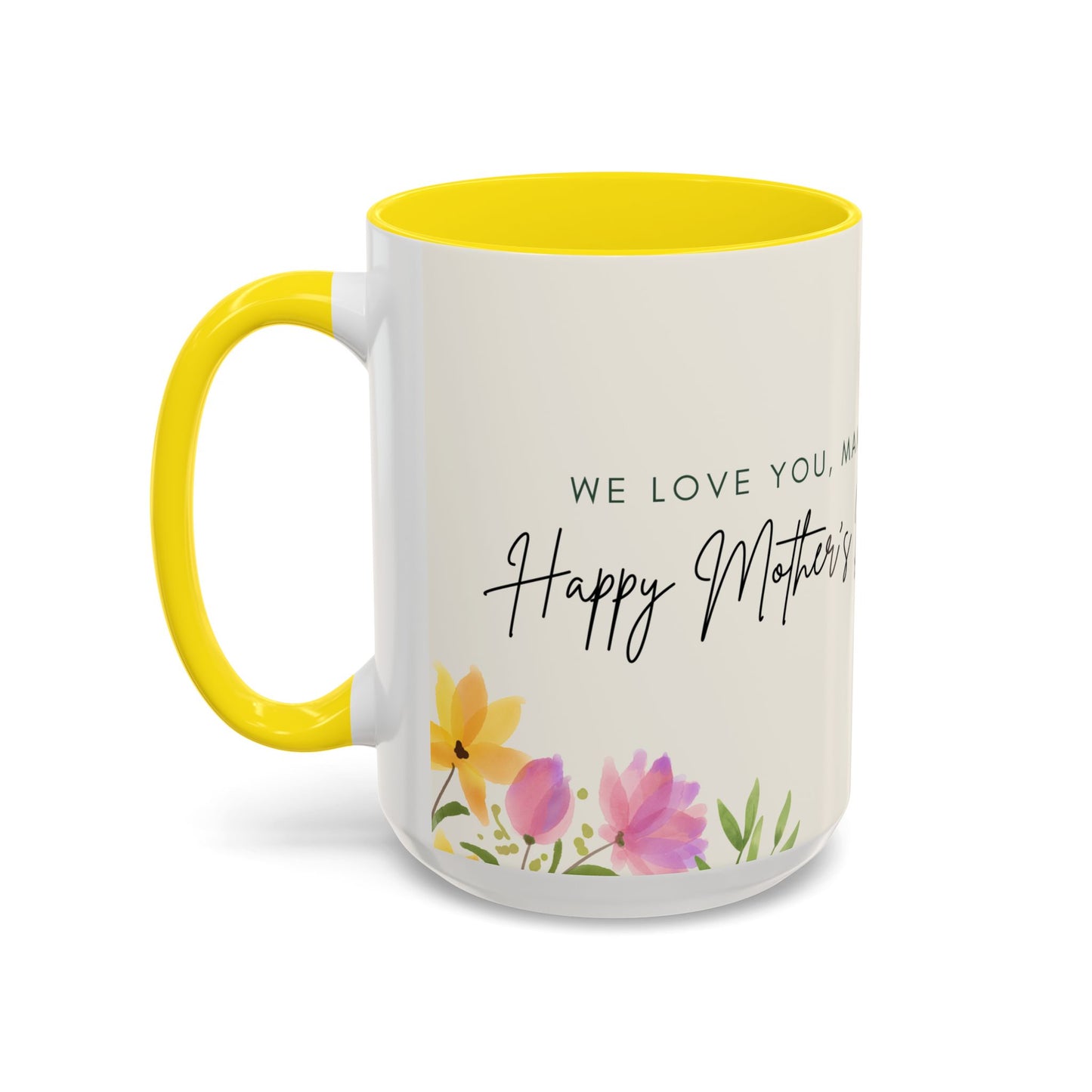 Mother's Day Accent Coffee Mug - Floral Design, Customized Photo - 12542