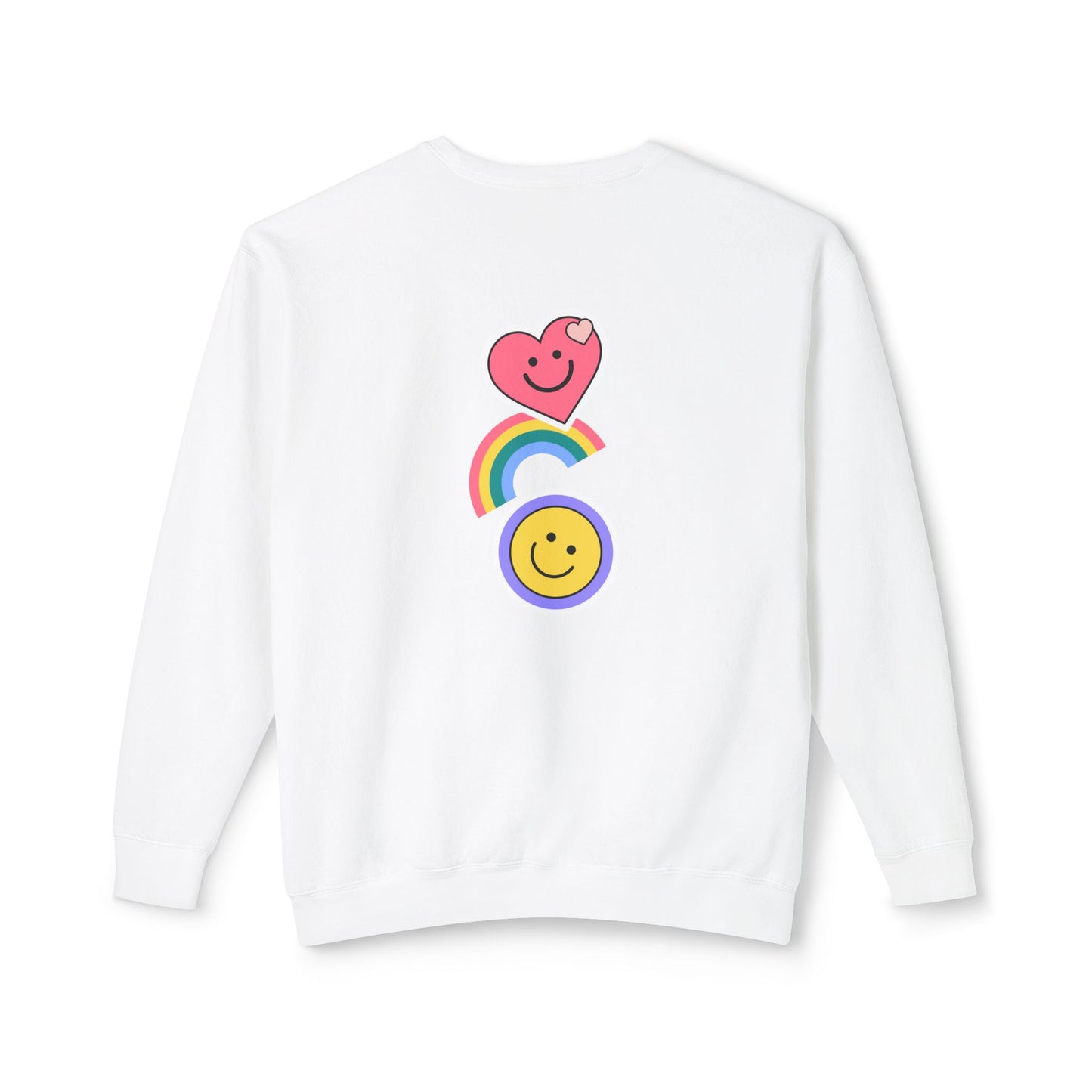 Flowers, Heart, Rainbow, Happy Face - Unisex Lightweight Crewneck Sweatshirt - 11485