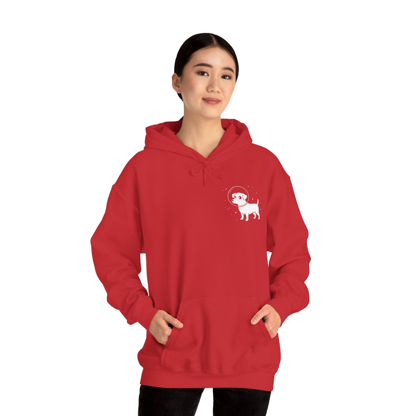 Dog in Space Hoodie – Space Puppy Graphic Hooded Sweatshirt, Unisex Heavy Blend™ - 14679
