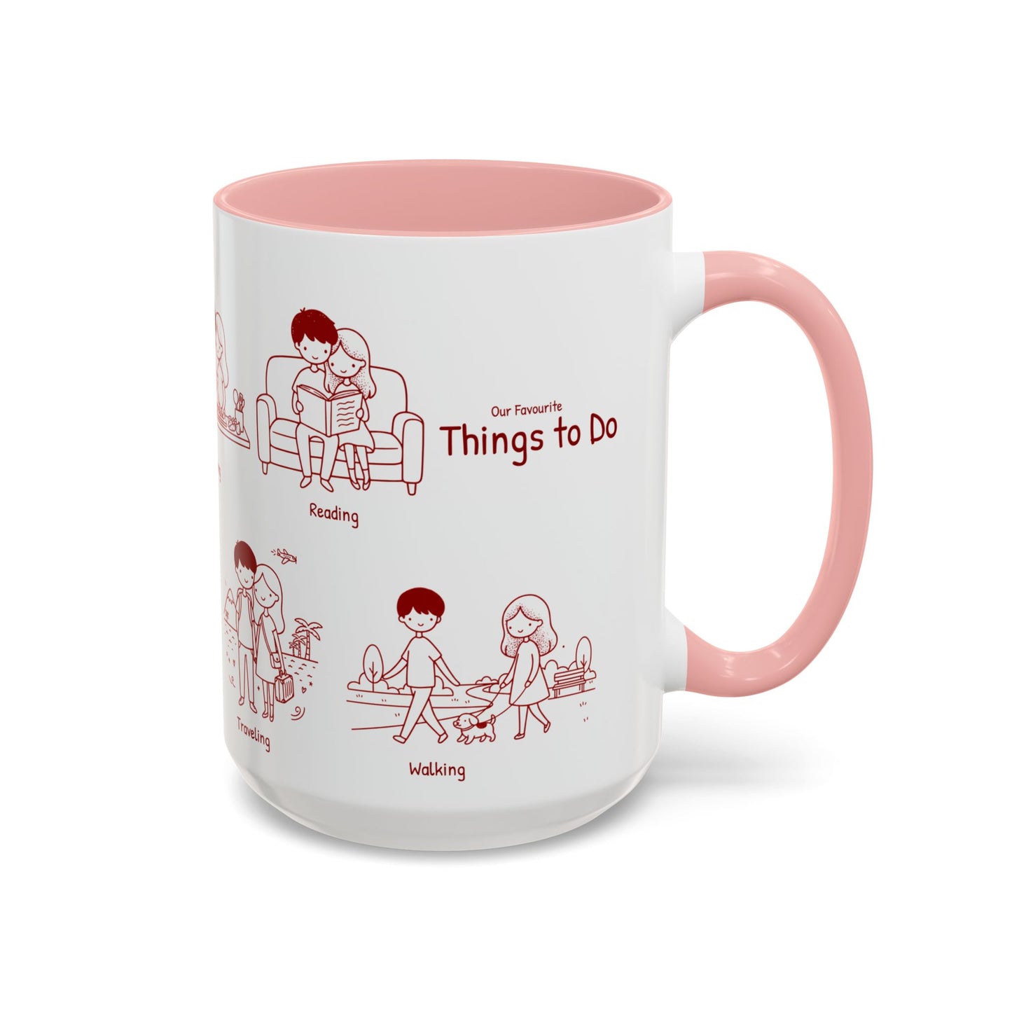 Our Favorite Things to Do Valentine’s Mug – Cozy Couples Illustrated Accent Coffee Mug - 14706
