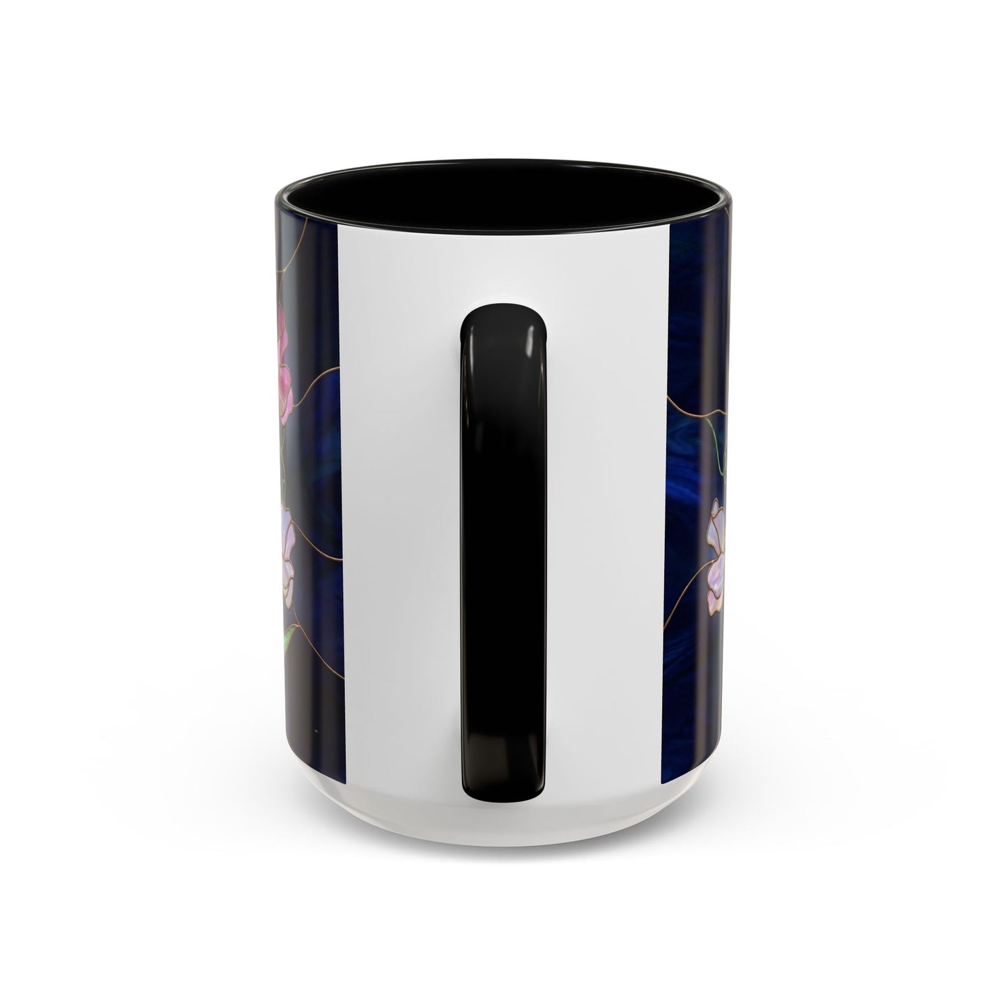 Sweet Pea Floral Accent Coffee Mug — Stained Glass Design 11/15oz - 14587