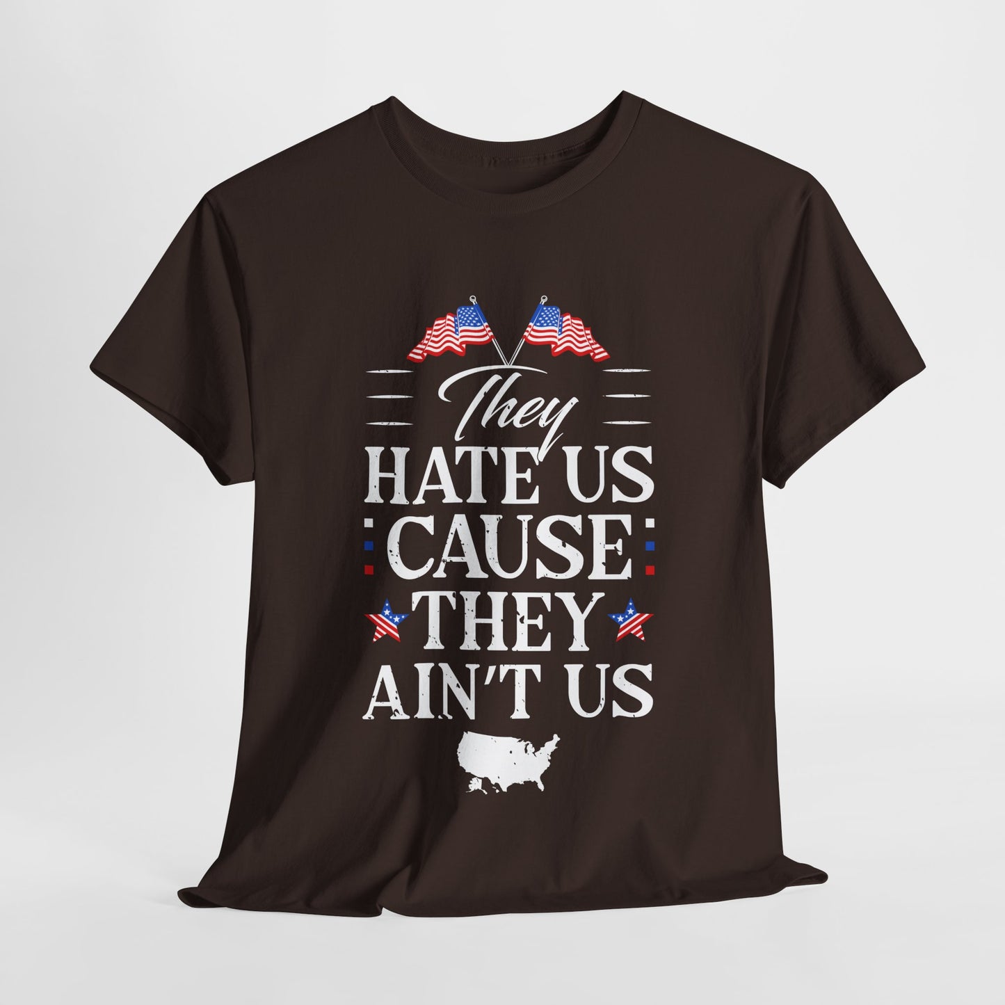 Patriotic Unisex Heavy Cotton Tee - 'They Hate Us Cause They Ain't Us' - Gift for Freedom Lovers, Casual Wear, Independence Day - 13651
