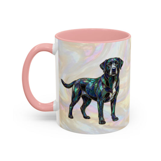 Black Labrador Accent Coffee Mug -Stained Glass Style (11/15oz) 14618