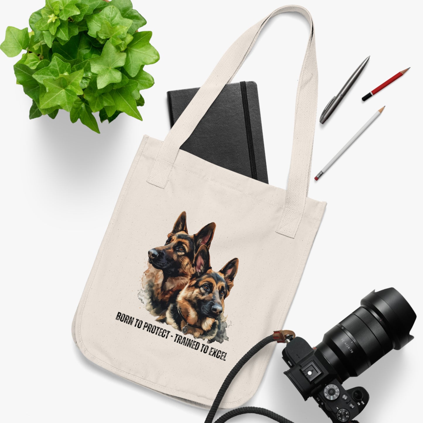 German Shepherds: Born to Protect - Organic Canvas Tote Bag - 10505