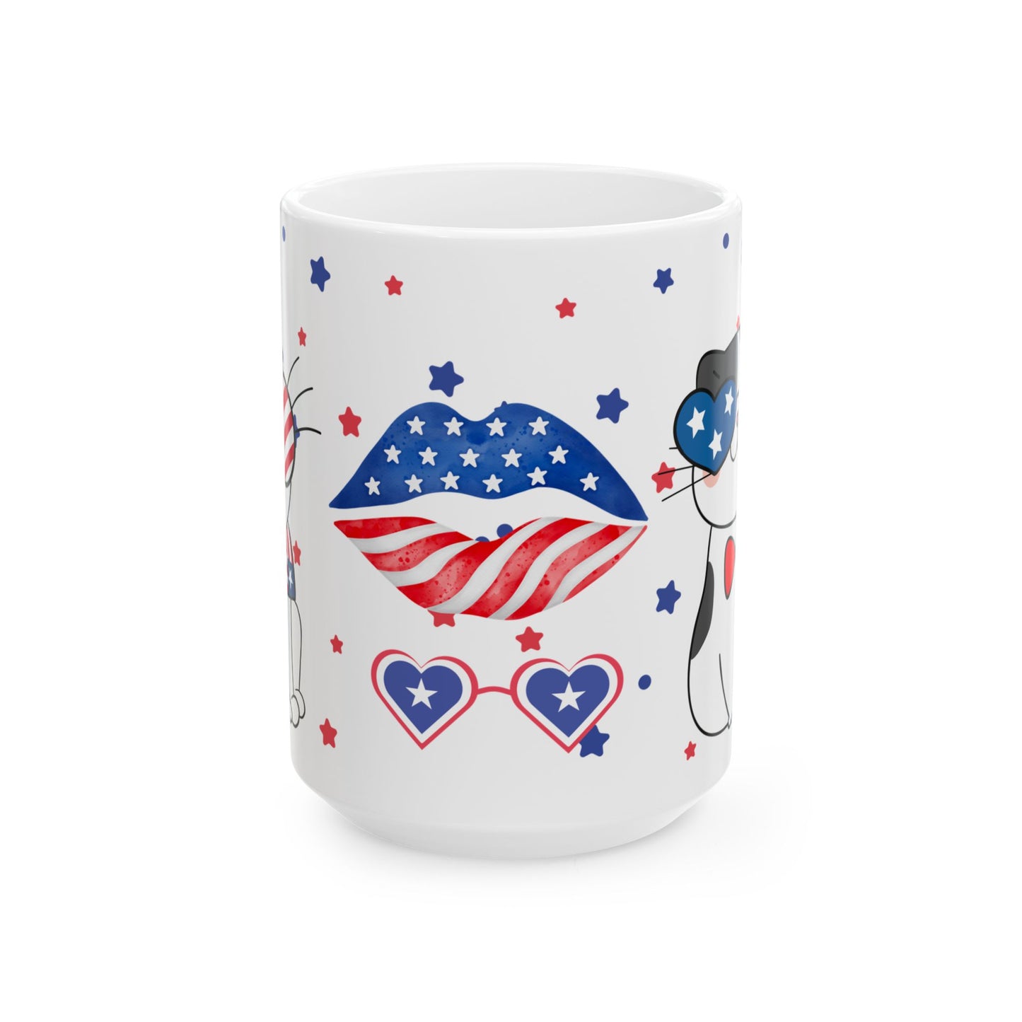 July 4, Cat's Kiss - Ceramic Mug, (11oz, 15oz) - 10586