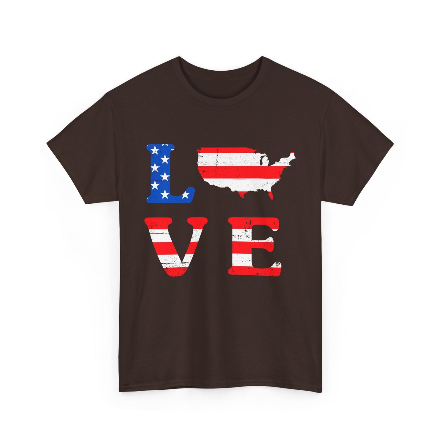 Patriotic Love Tee | Unisex Heavy Cotton T-Shirt, USA Love Shirt, 4th of July Gift, Casual Wear, Independence Day Apparel - 13696