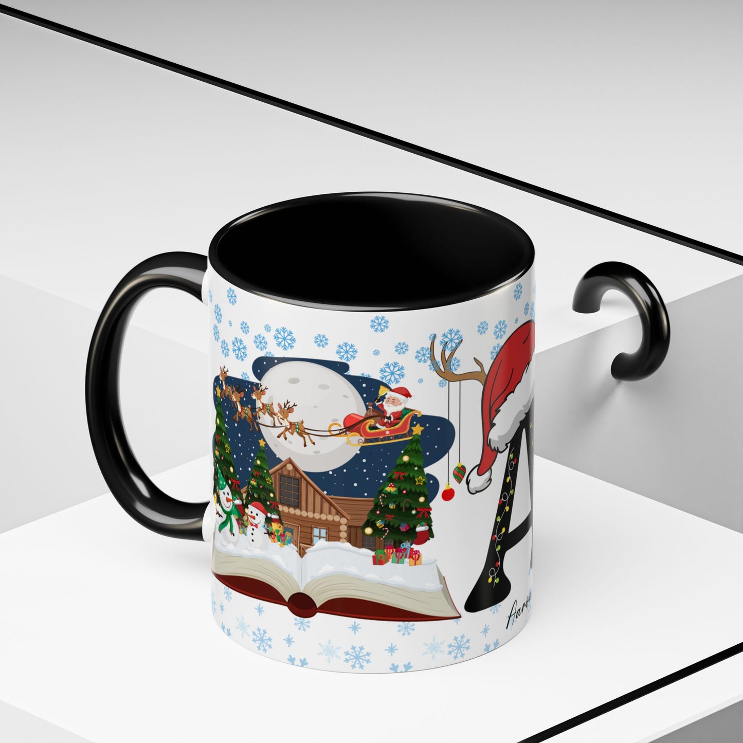 Christmas Letter A for Aaron, Customizable - Accent Coffee Mug (11, 15oz)