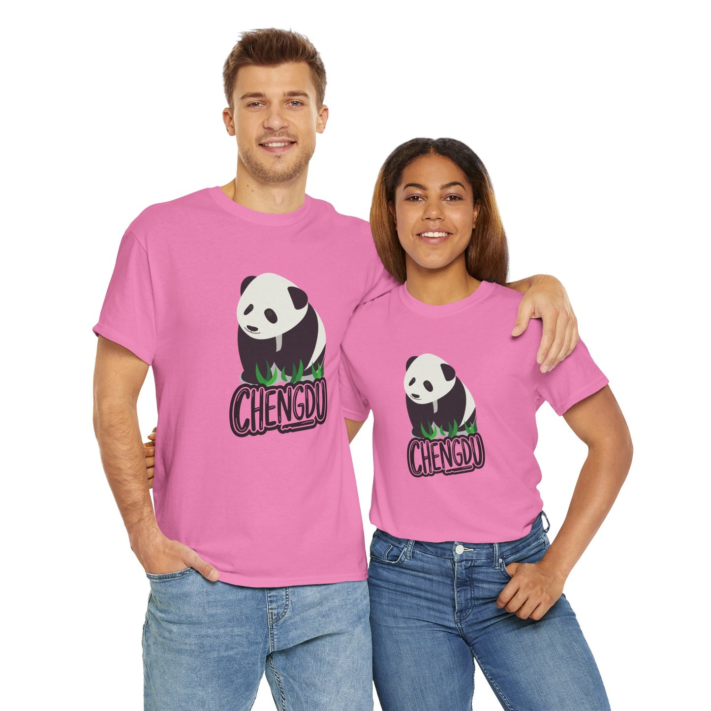 Chengdu Panda Unisex Heavy Cotton Tee - Cozy and Fun Graphic Tee for Animal Lovers - 12206