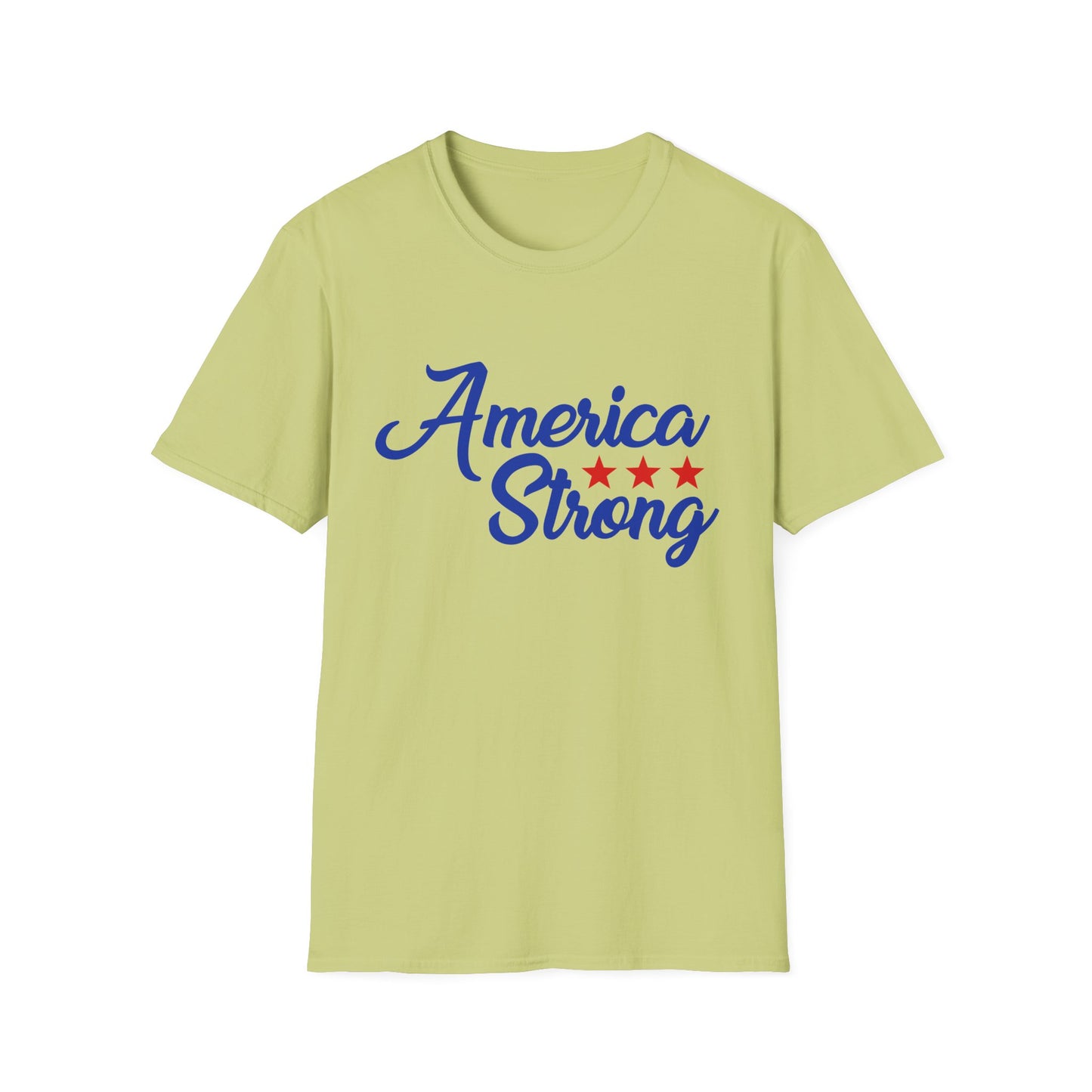 America Strong Unisex Softstyle T-Shirt - Patriotic Tee for BBQs, Memorial Day, 4th of July, Gift for Him/Her, Casual Wear - 13694