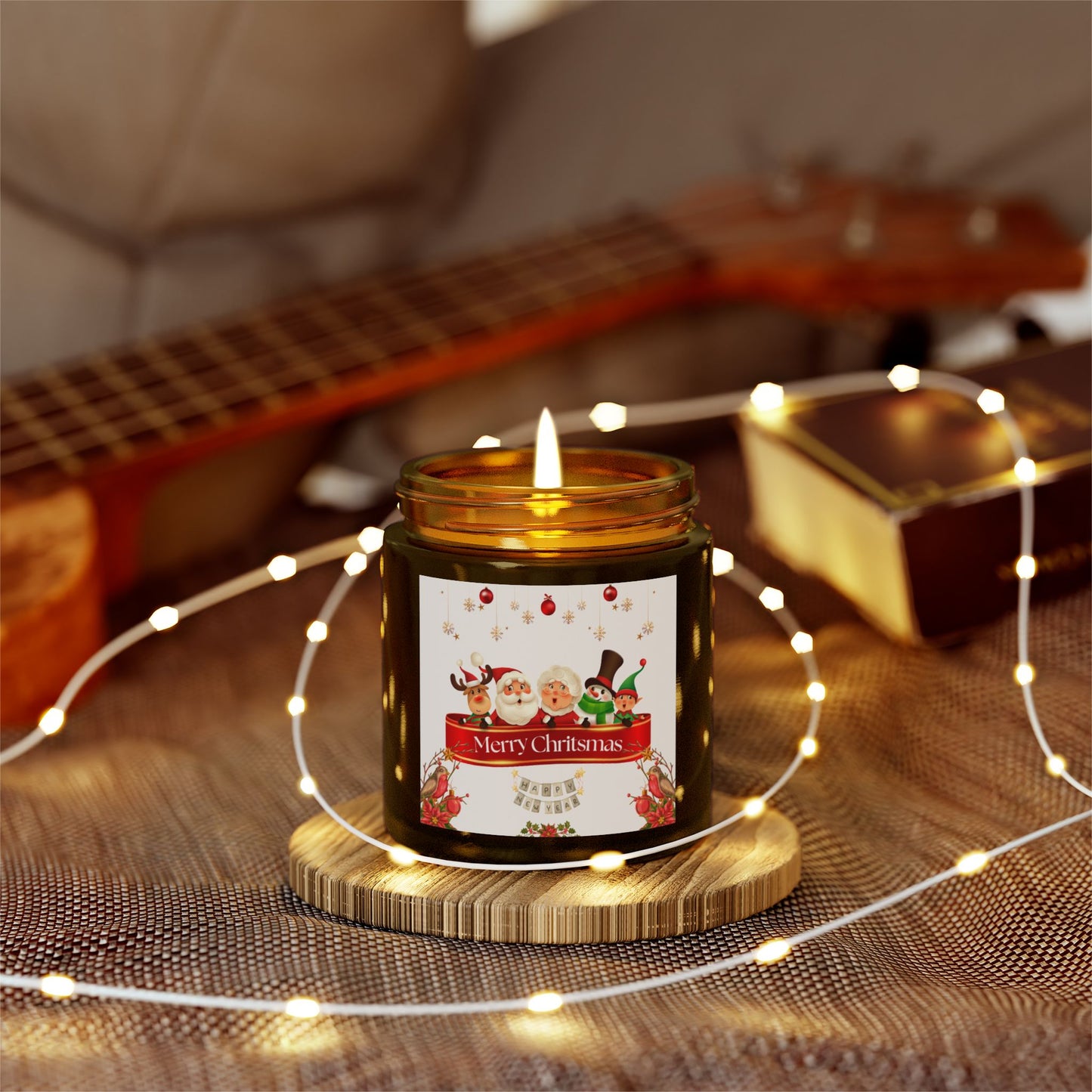 Merry Christmas - Scented Candles, Coconut Apricot Wax (4oz, 9oz)