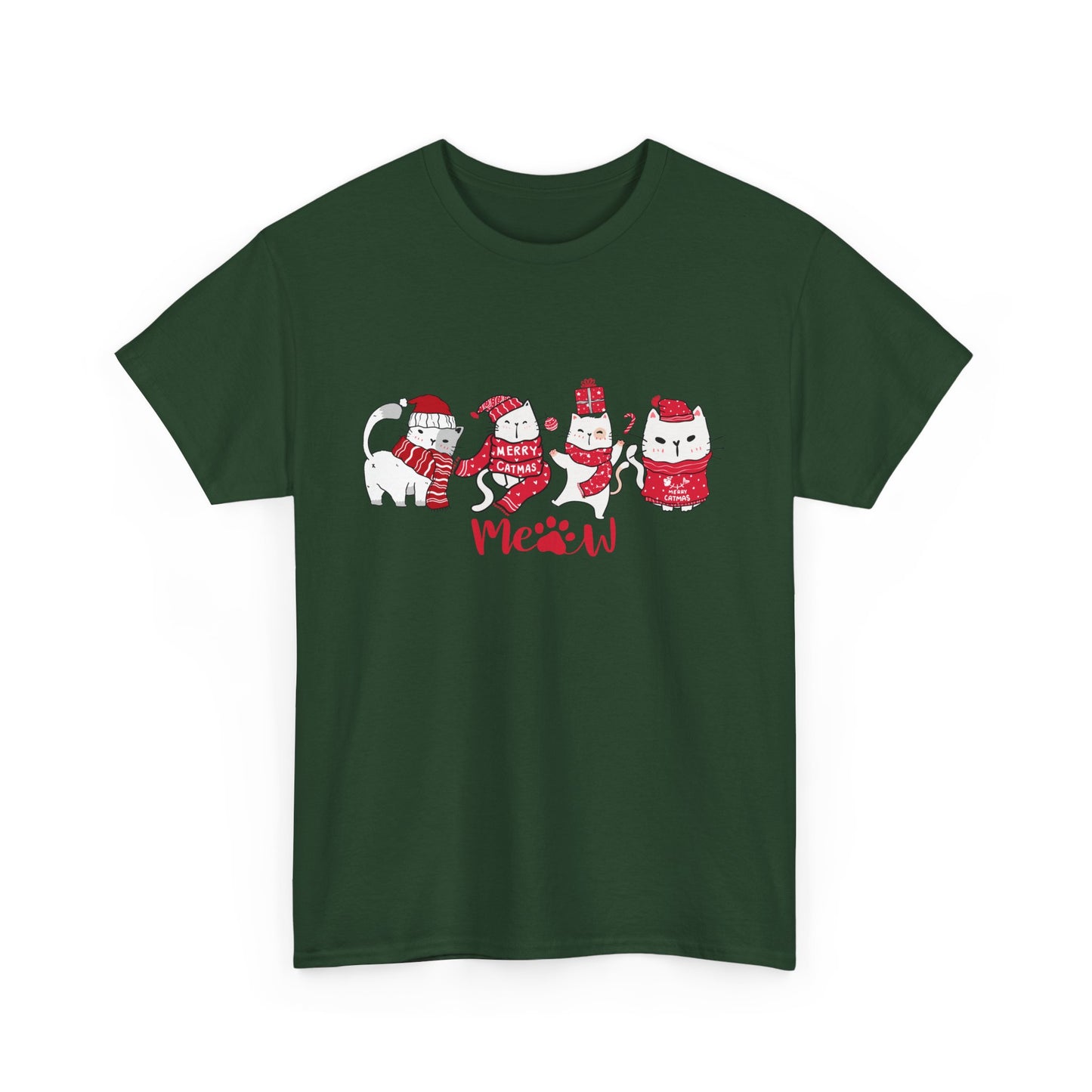 Cats, Merry Christmas - Unisex Heavy Cotton Tee - 10075