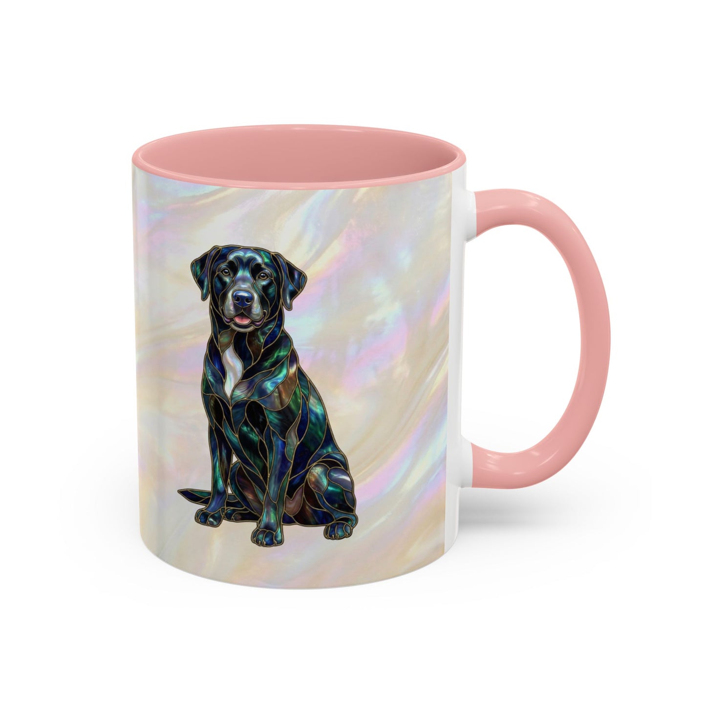 Black Labrador Accent Coffee Mug -Stained Glass Style (11/15oz) 14618
