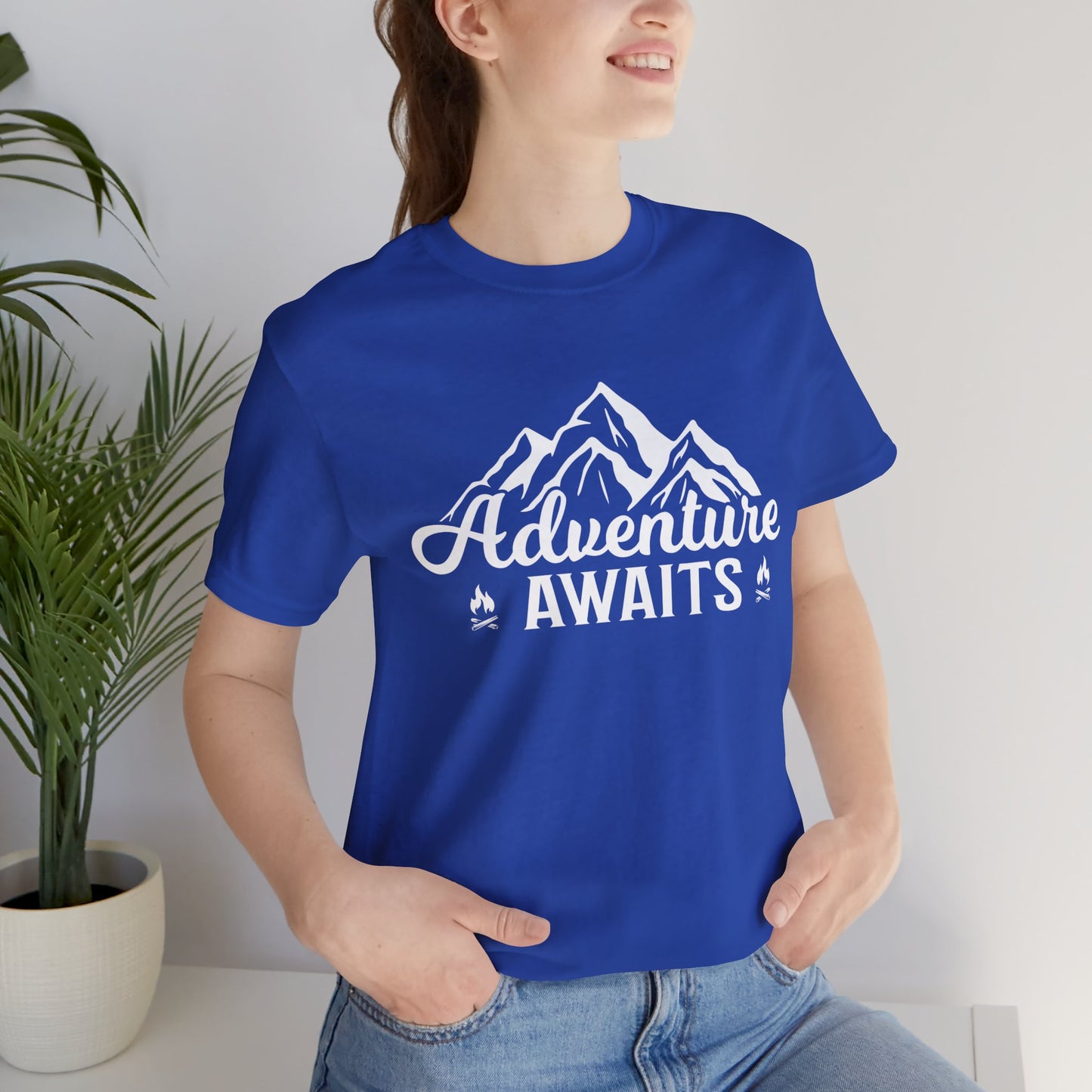 Camping: Adventure Awaits - Unisex Jersey Short Sleeve Tee