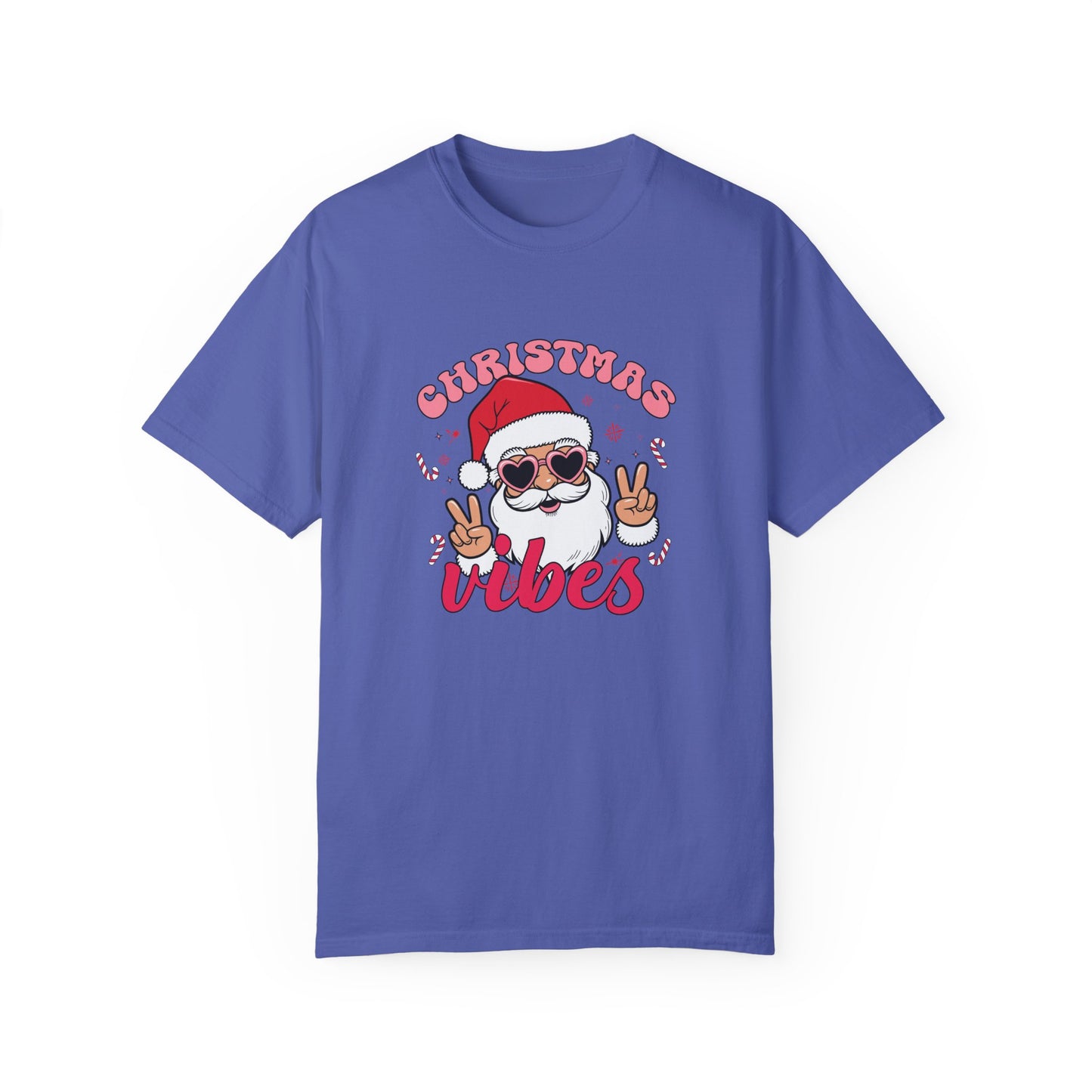 Santa, Christmas Vibes - Unisex Garment-Dyed T-shirt